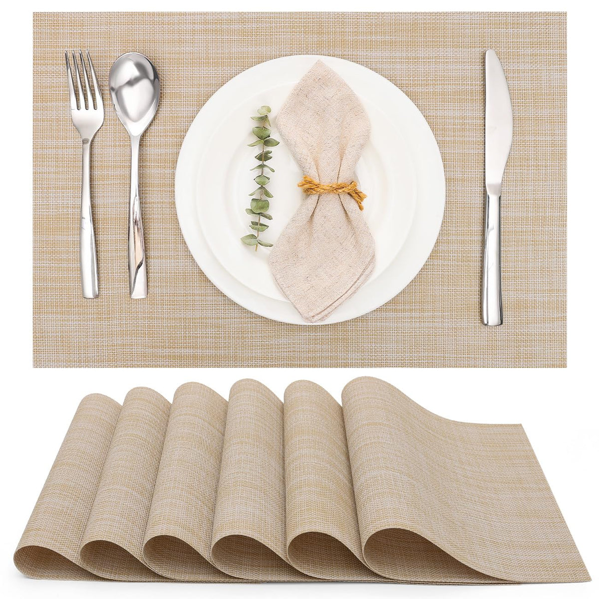 Myir JUN Black Placemats Set of 8 Kitchen and Dining Table Placemats