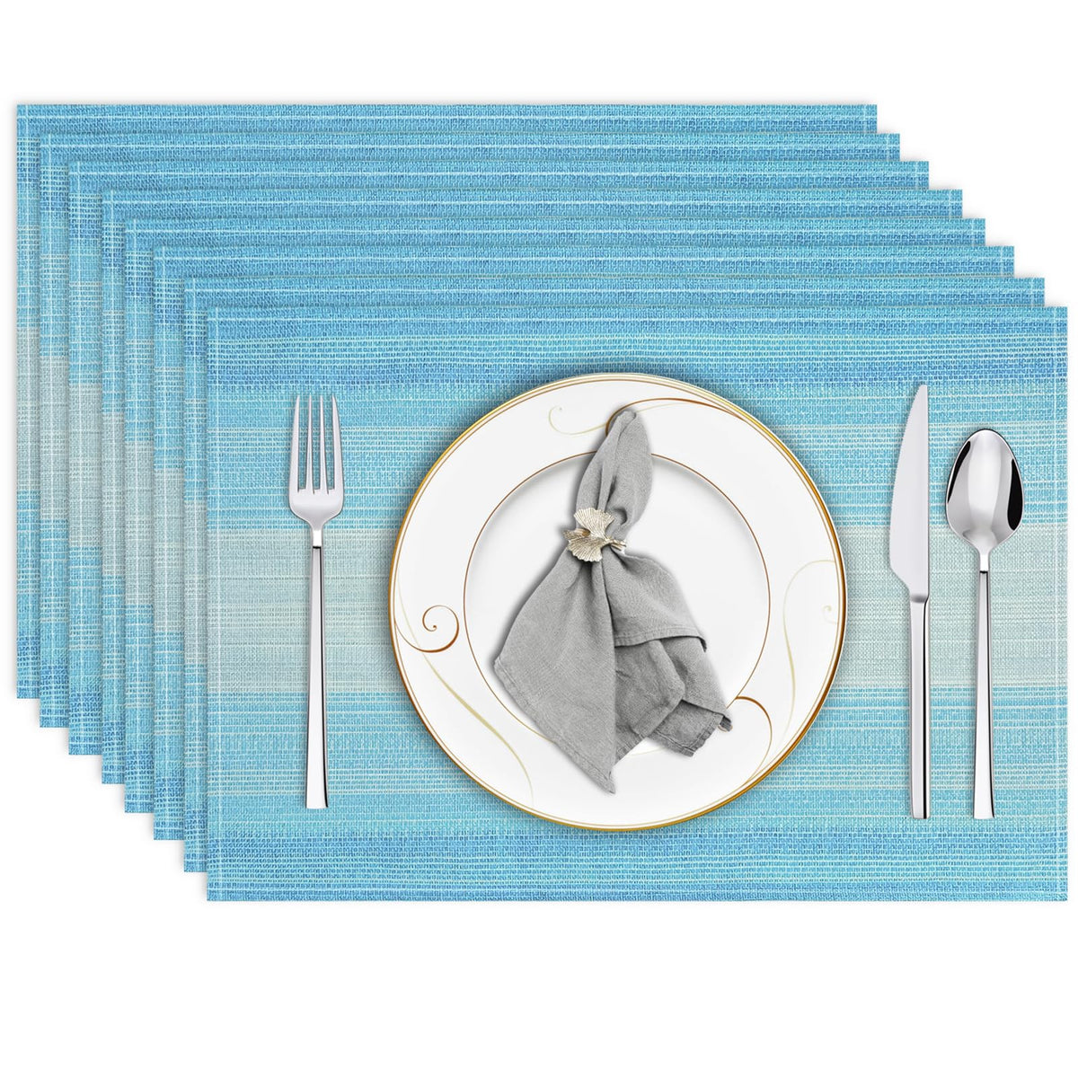 Niviy Placemats, Placemats Set of 4 Washable Place Mats, Green 12" x 18"