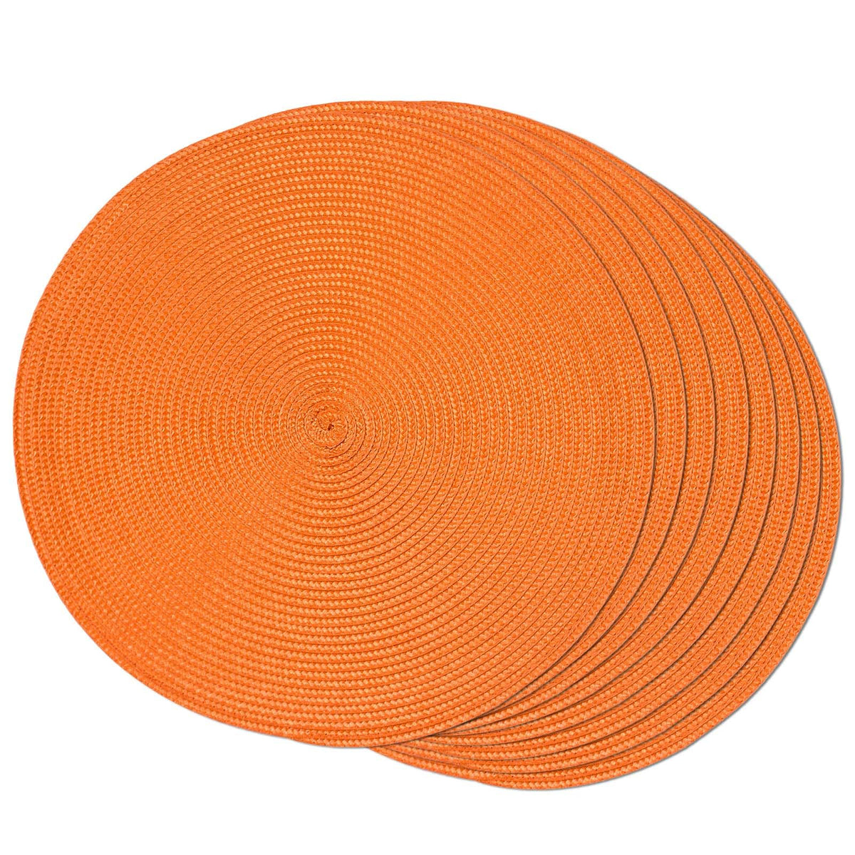 FunWheat Round Braided Placemats Set of 6 Table Mats for Dining Tables Woven Washable Non-Slip Place mats 15 in(Blue, 6pcs)