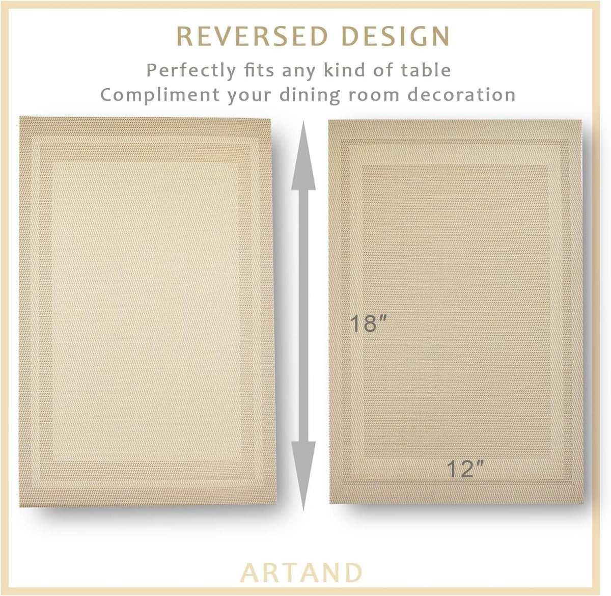 DACHUI Placemats Set of 6, Linen Look Woven Place Mats (Beige)