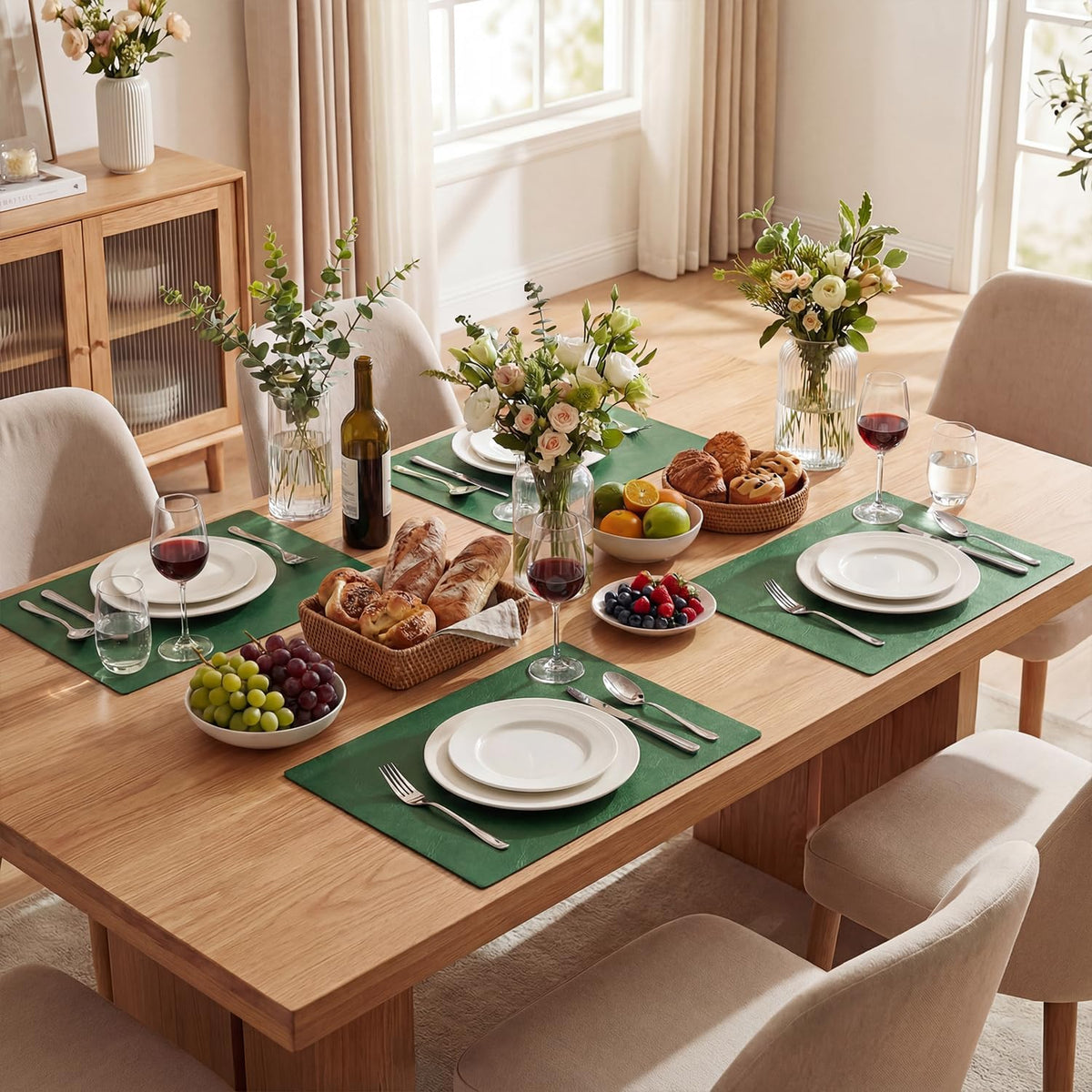 Artoid Mode Olive Green Faux Leather Placemats Set of 4