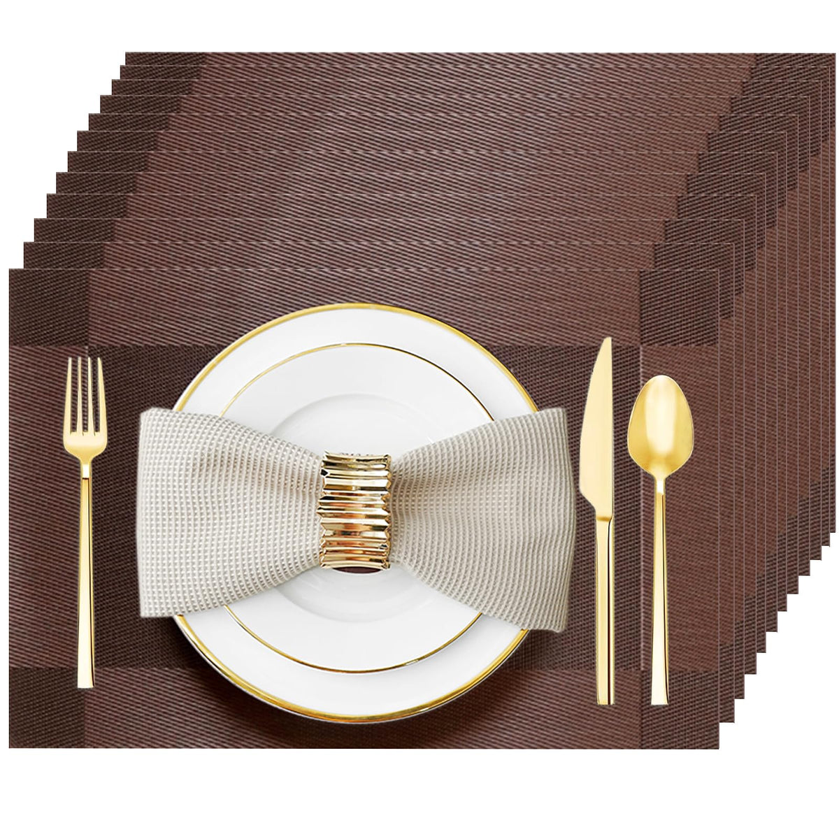 Silver Grey Vinyl Placemats Set of 6, Heat Resistant Table Placemats