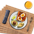 NETEHA Natural Bamboo Placemat-12 Pack- Set of Wooden Square Placemats