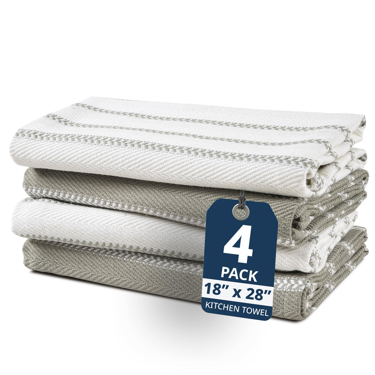 LANE LINEN 100% Cotton Kitchen Dish Cloths, Ultra Soft Absorbent Quick Drying Dish Towels, Multiweave Wash Cloths Dish Towel Sets, 13x28 Inches, 4 Pack - Grey