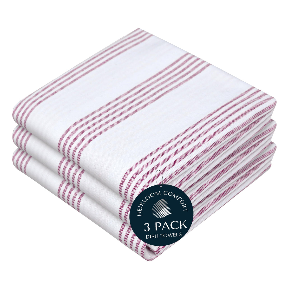 Rust Stripe Dish Towels, 5 Pack, 100% Cotton, Super Absorbent and Quick Dry, Multi Pin Striped Kitchen Towel Set, Durable Wash Cloths for Kitchen Use, Cleaning & Drying Dishes