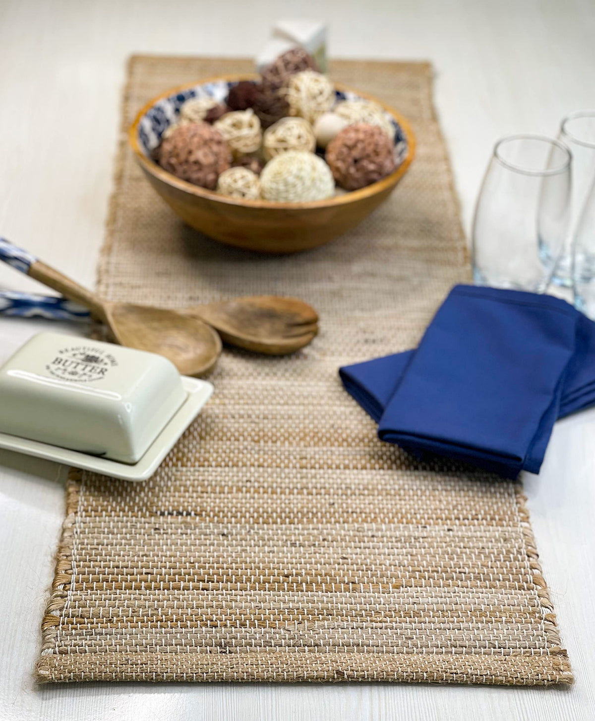 Chardin Home Eco-Friendly Natural Jute/Hemp Placemats 13''x''19, Set of 4 Natural/Beige Table Mats | Perfect for Holidays, Thanksgiving, Christmas, or Everyday Meals