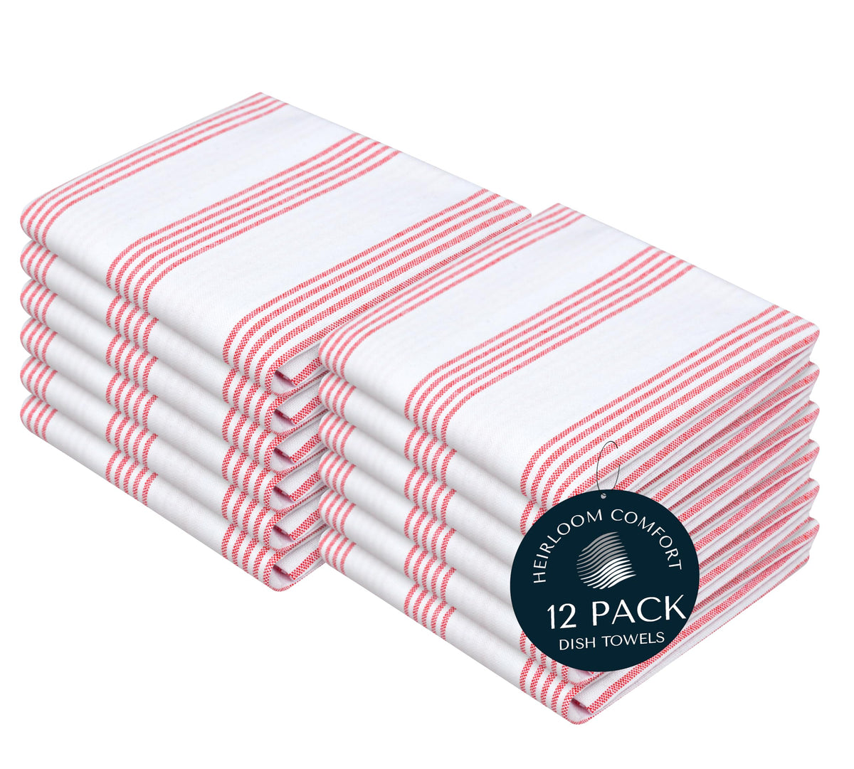 Rust Stripe Dish Towels, 5 Pack, 100% Cotton, Super Absorbent and Quick Dry, Multi Pin Striped Kitchen Towel Set, Durable Wash Cloths for Kitchen Use, Cleaning & Drying Dishes
