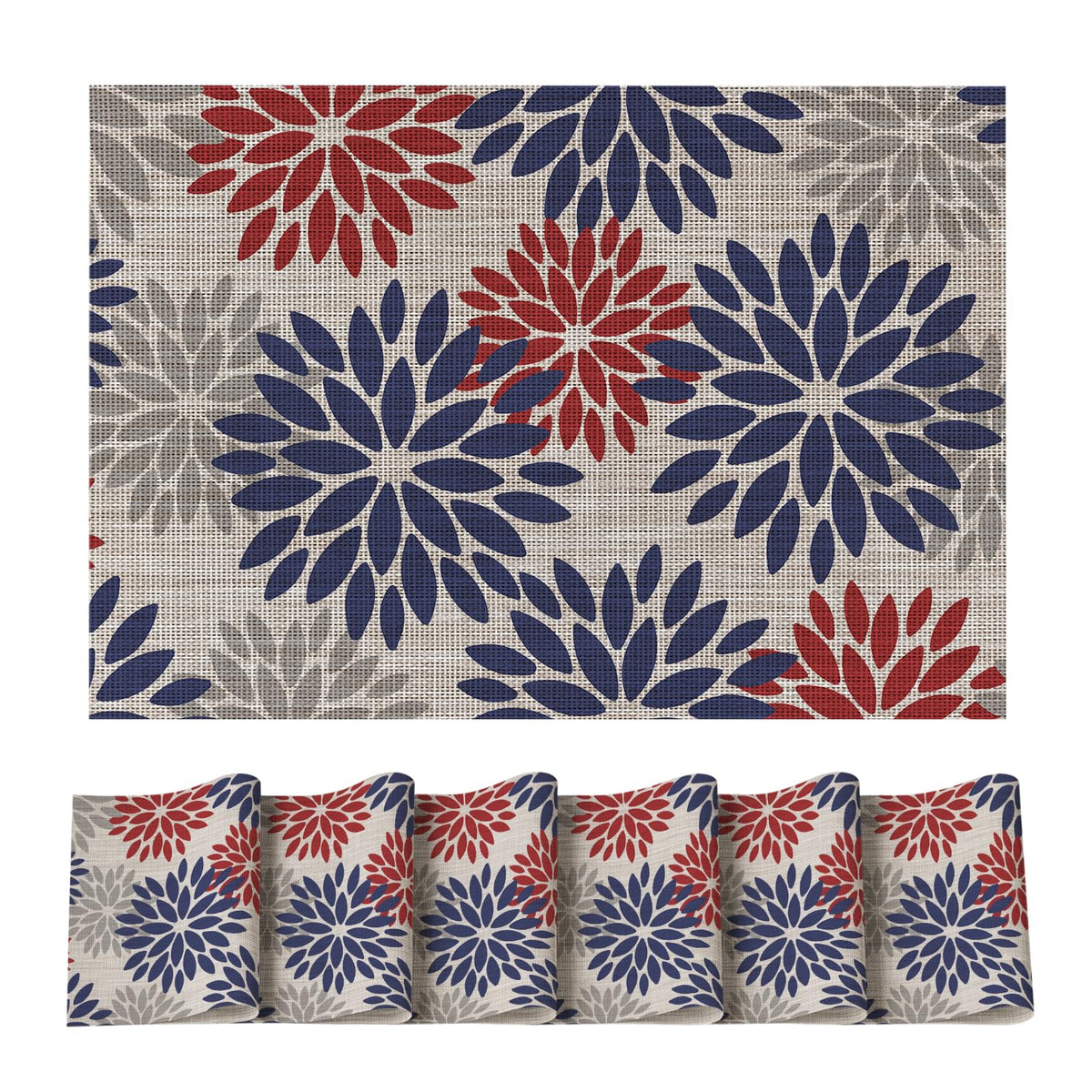 Artoid Mode Floral Vinyl Placemats Set of 4, 12x18 Inch Thanksgiving Washable Non-Slip Plastic Vinyl Place Mats for Party Kitchen Dining Decor, Olive Green