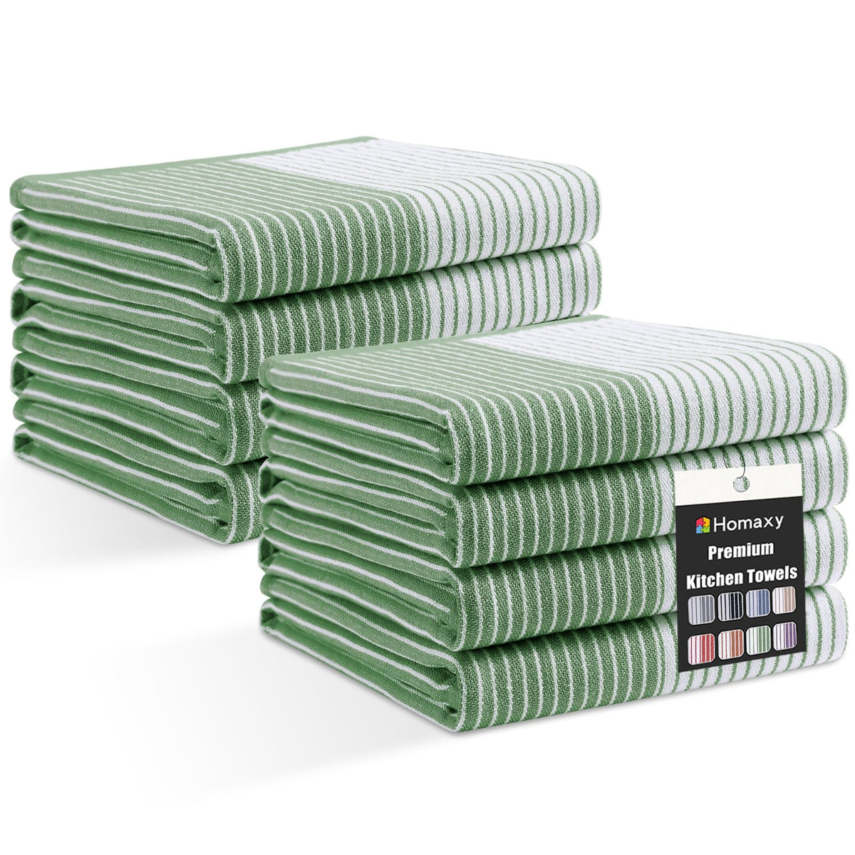 Homaxy Premium 100% Cotton Kitchen Towels 18"x28", 6 Pack, Khaki