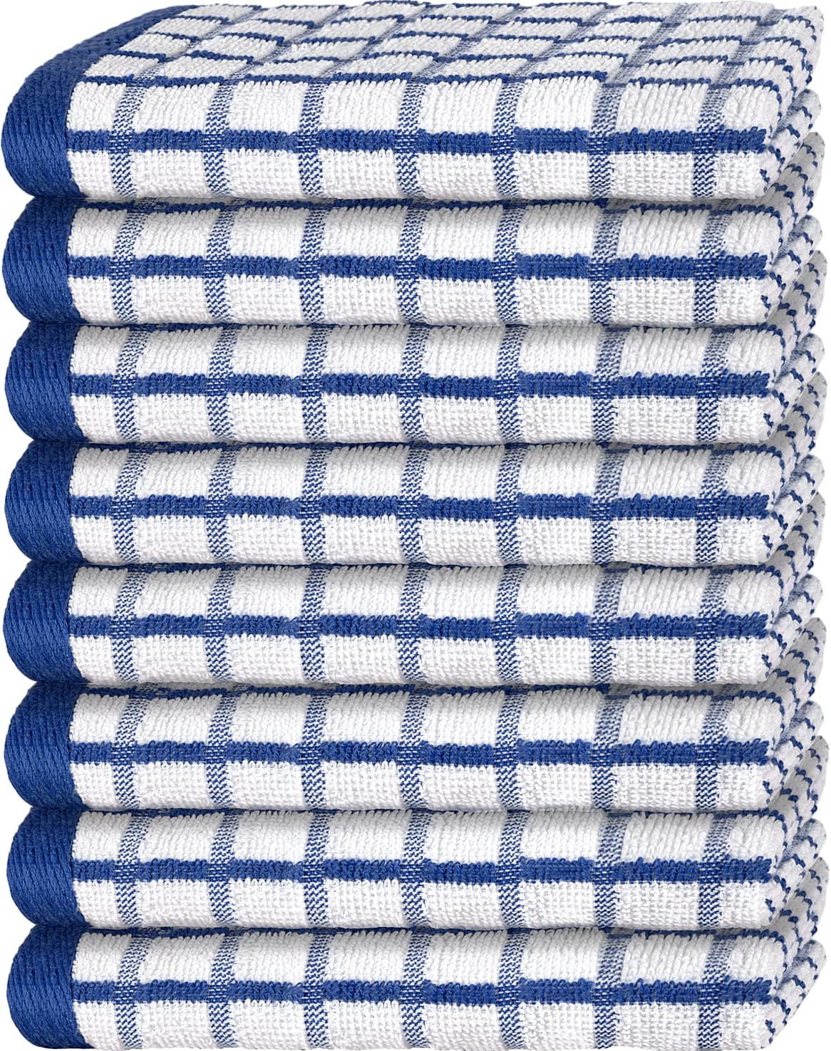 Premium Dish Towels for Kitchen, 8 Pack, 16x26 - 100% Cotton Kitchen Towels with Hanging Loop, Ultra Absorbent and Thick 410 GSM, Multicolor