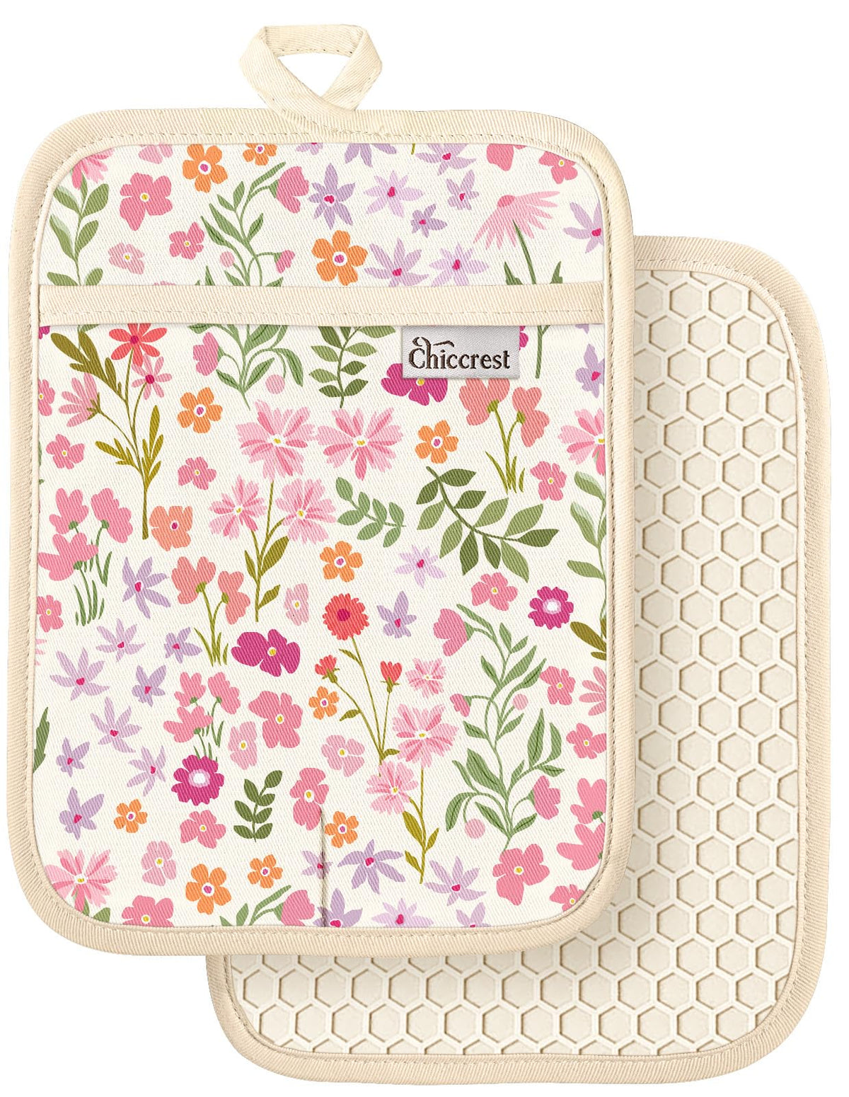 100% Cotton Potholders Textured Soft Silicone Grip Daisy Gingham