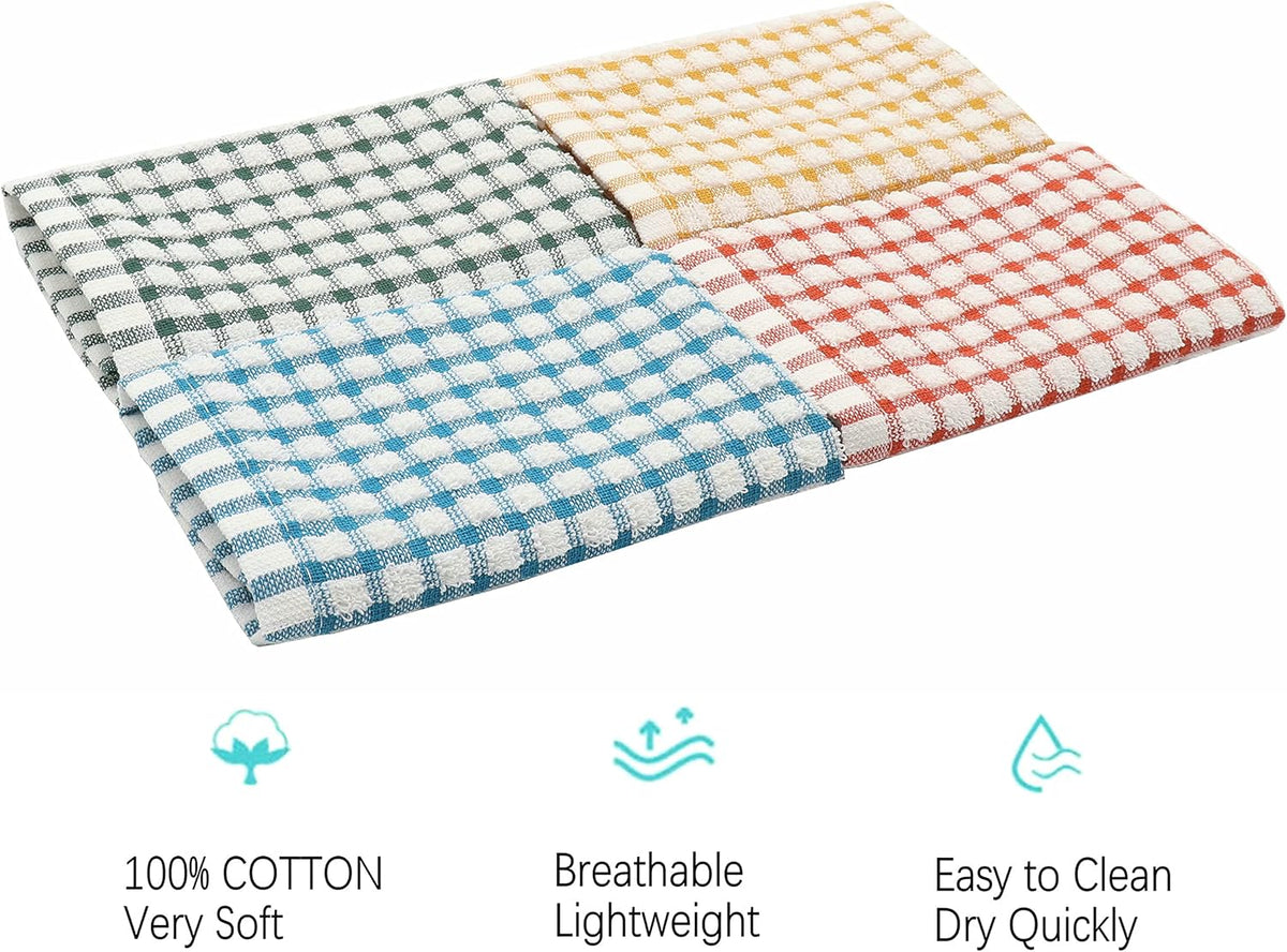 Cotton Dish Rags Dish Cloths For Washing Dishes,8Pack,11.8”x11.8”, MixColor