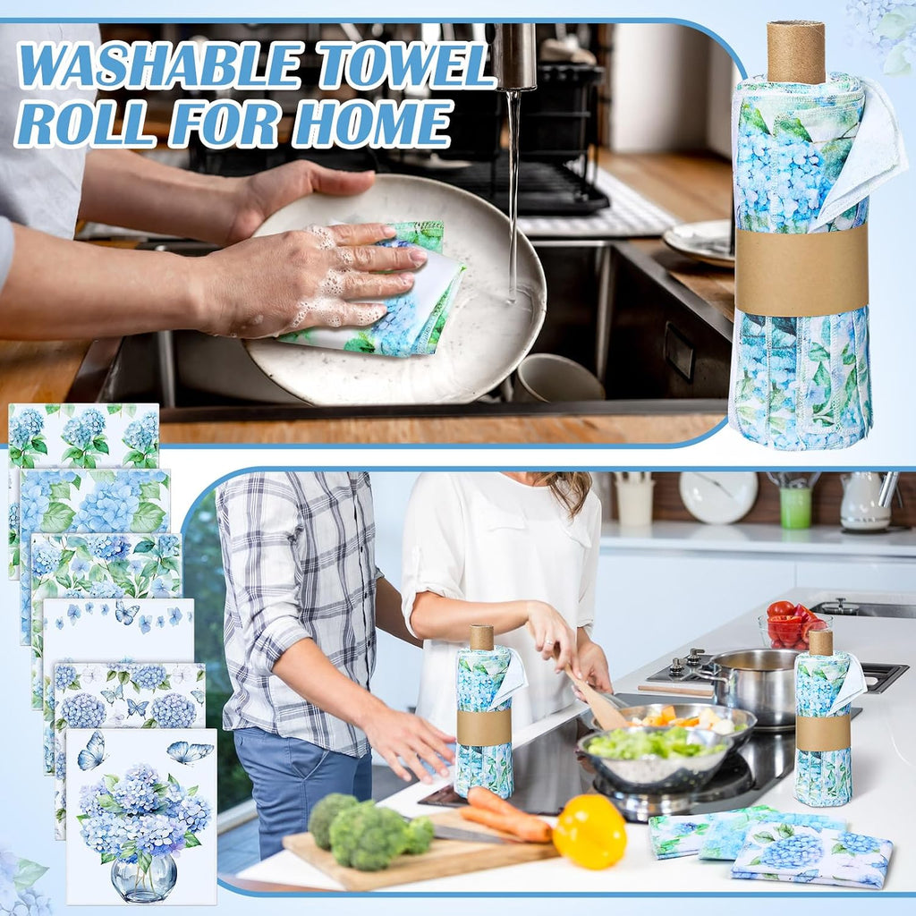 36 Pack Reusable Kitchen Cloths Cotton Towels, Hydrangea
