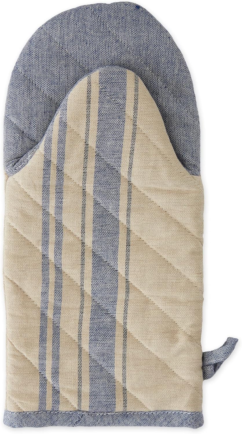 DII French Stripe, Kitchen Collection, Oven Mitts, Nautical Blue, 2 Count