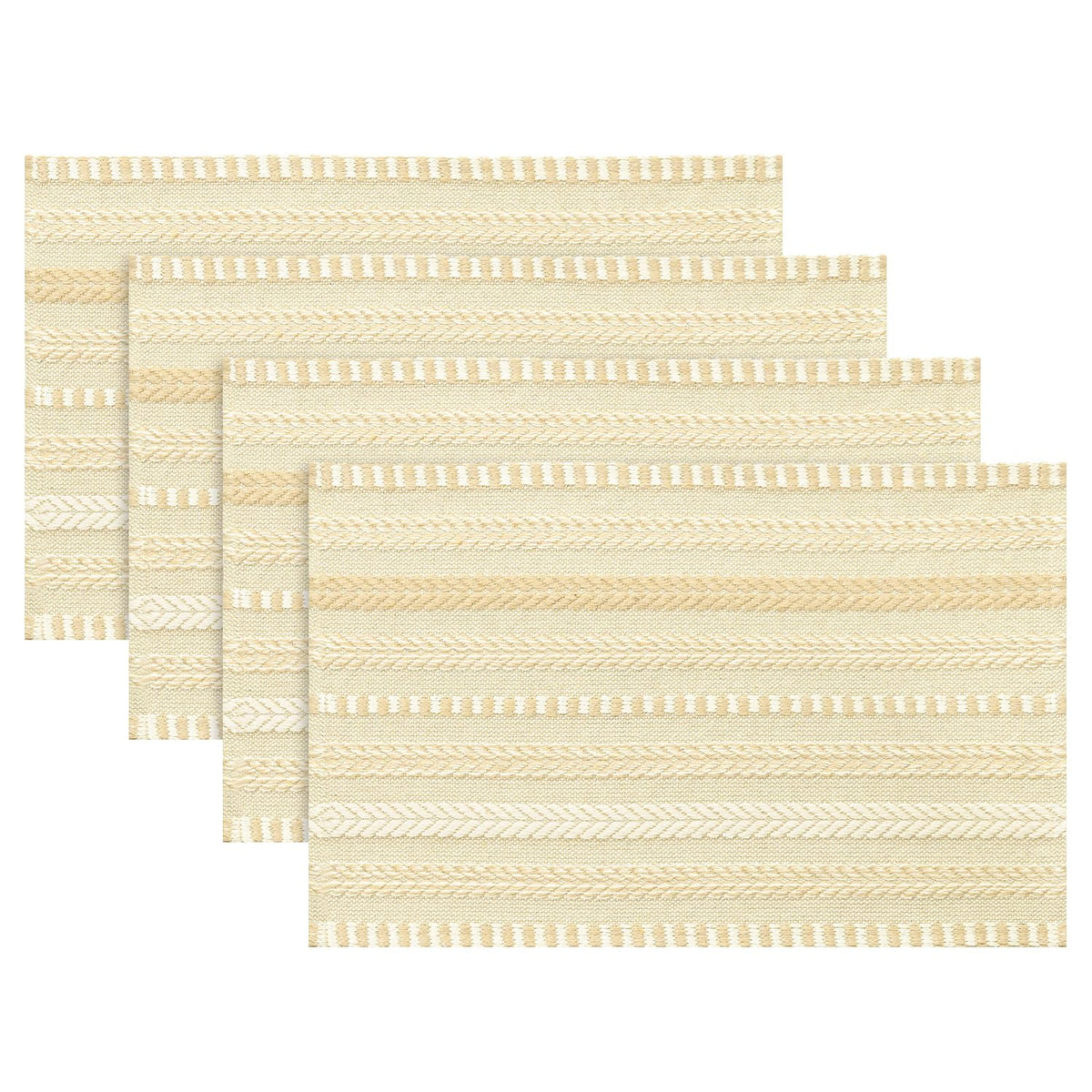 Artoid Mode Caramel Woven Braided Stripe Placemats Set of 4-12x18 Inch