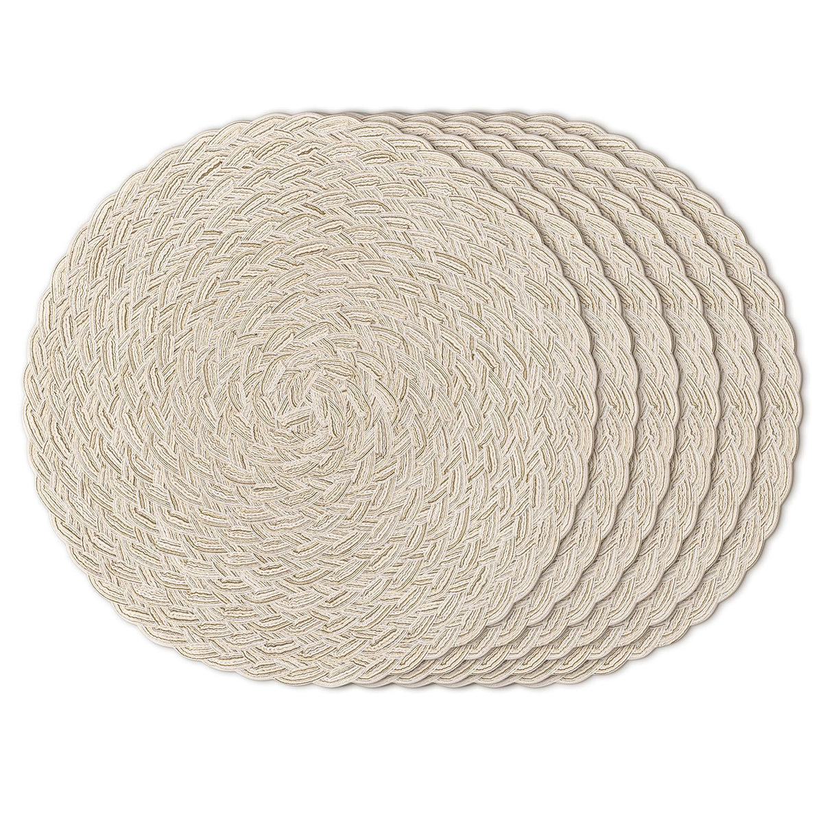 Topotdor Round Placemats Set of 6,Washable Woven Table Mats,Pink
