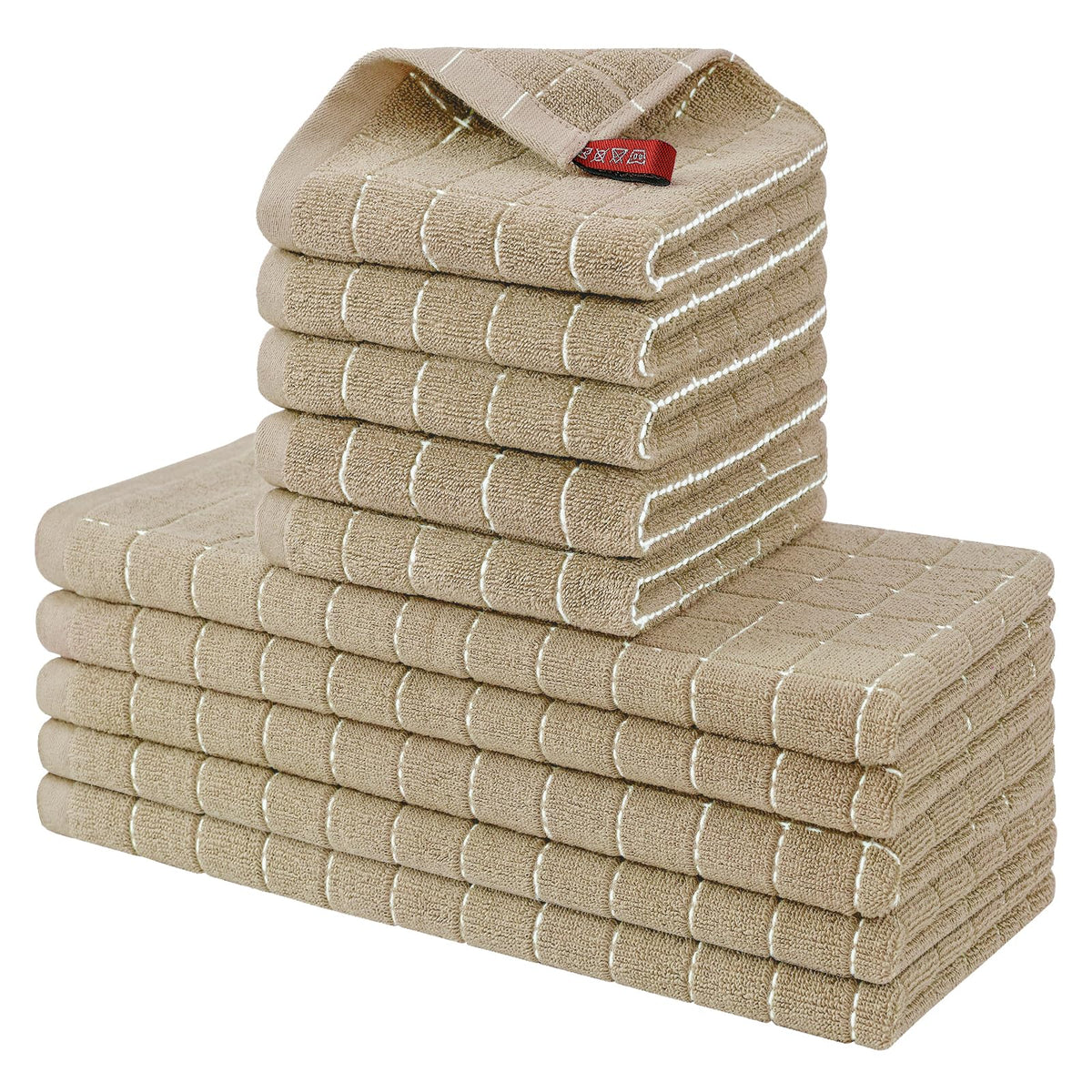 Homaxy Cotton Terry Kitchen Towels and Dishcloths Set of 8, Black