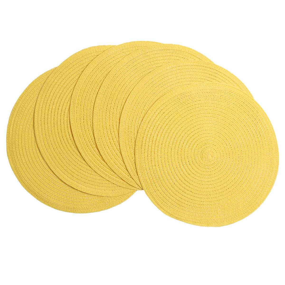 SHACOS Round Braided Placemats Set of 4 Washable Place Mats for Dining Tables 15 inch Non Slip Kitchen Table Mats (Beige, 4)