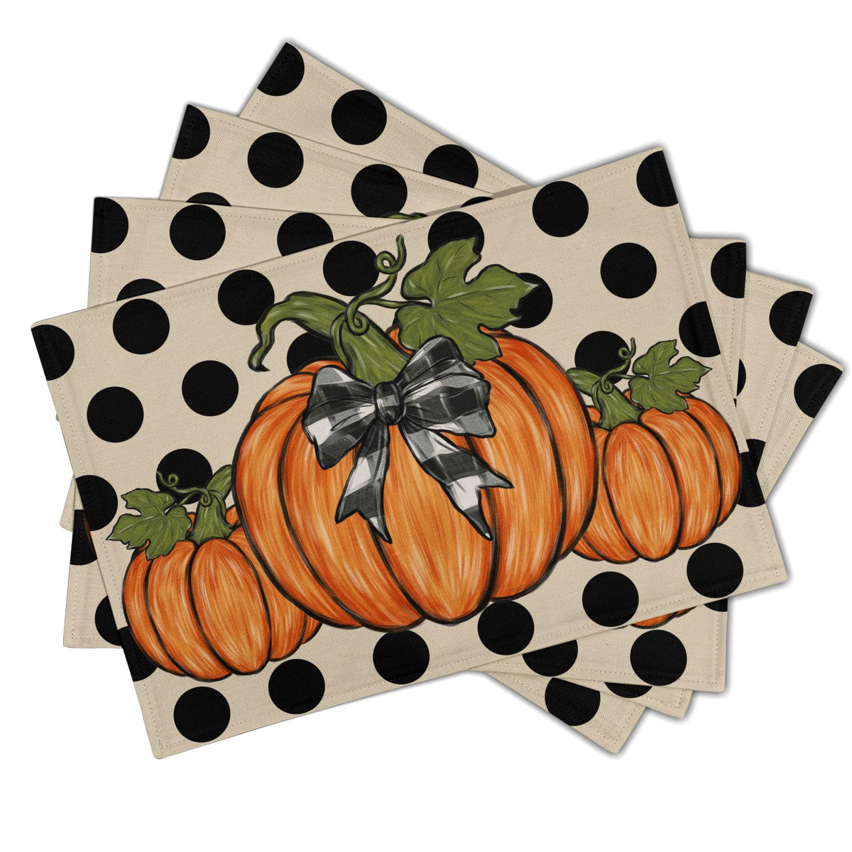 Fall Plaid Placemats Set of 4 Orange Navy Blue Buffalo Plaid Thanksgiving Themed Table Mats Farmhouse Place Mats Washable Linen Placemat for Party Kitchen Dining Decor 12x18 Inch