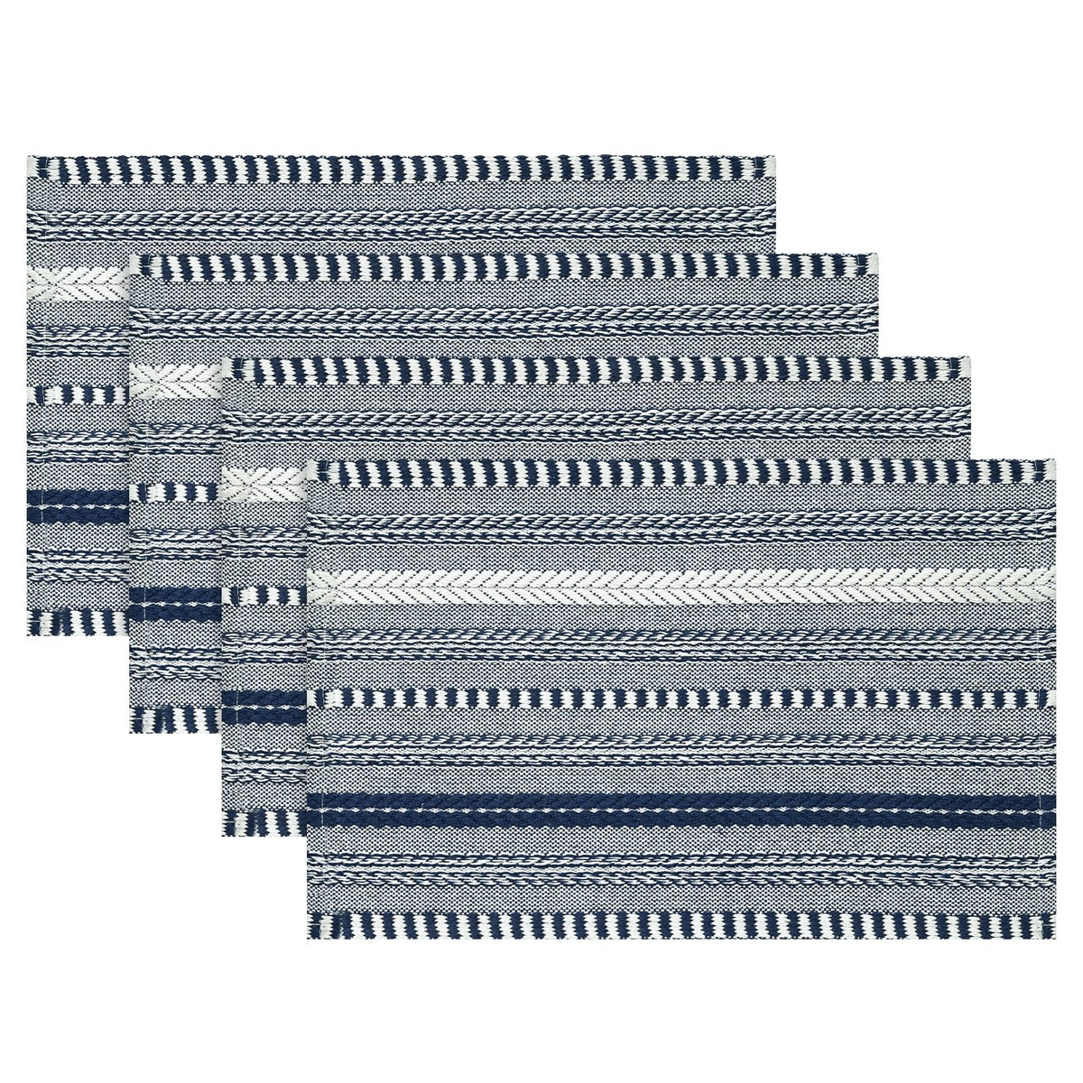 Artoid Mode Caramel Woven Braided Stripe Placemats Set of 4-12x18 Inch