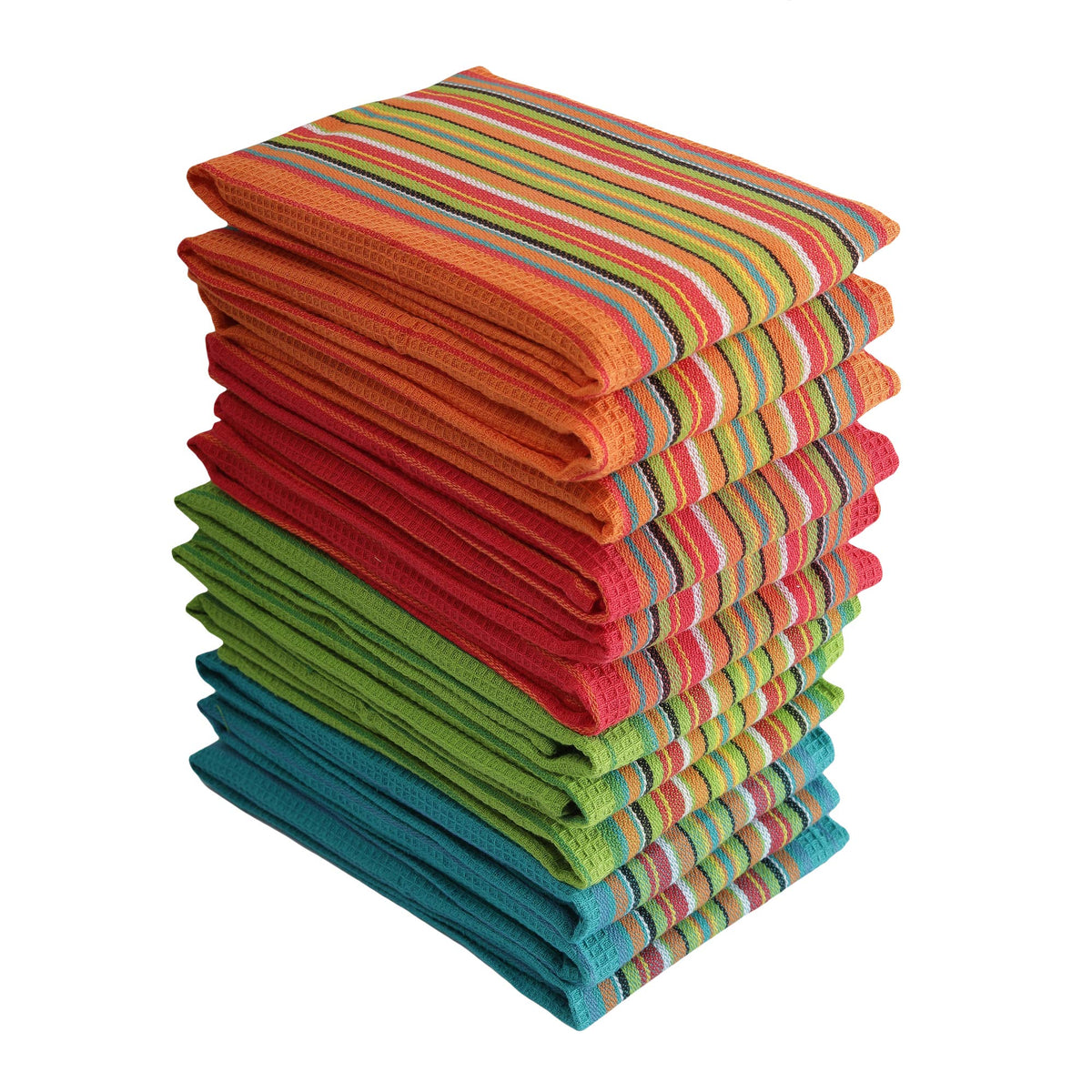 DG Collections 100% Cotton Salsa Kitchen Towels – 8 Pack, Super Absorbent Dish Towels, 16x28 Inch, Lint-Free, Durable Weave – Reusable Kitchen Cleaning Cloths for Home & Restaurants