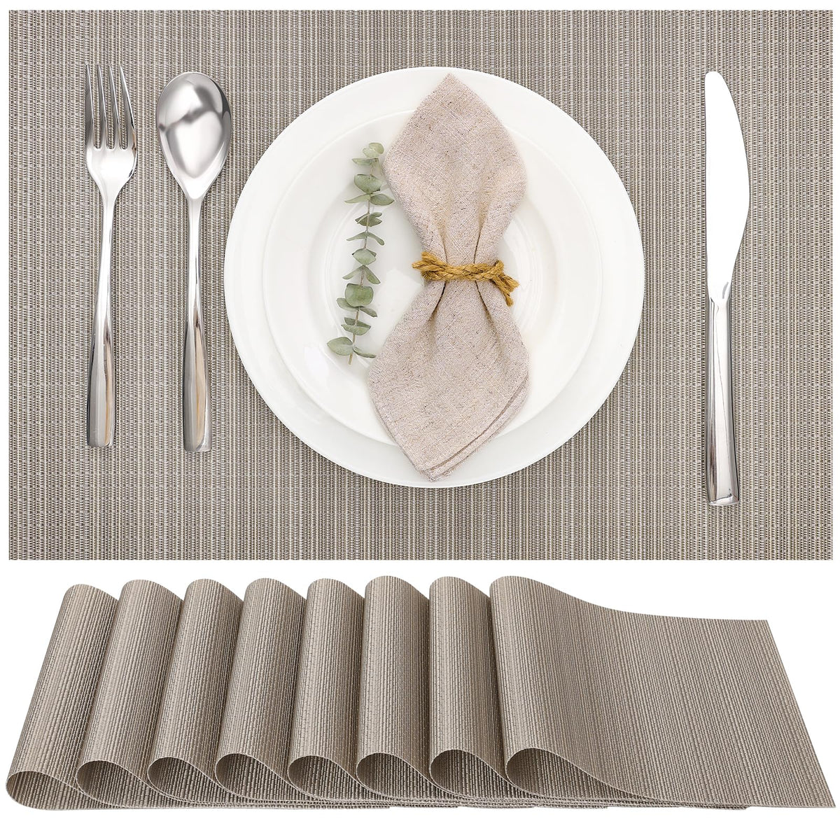 Myir JUN Black Placemats Set of 8 Kitchen and Dining Table Placemats