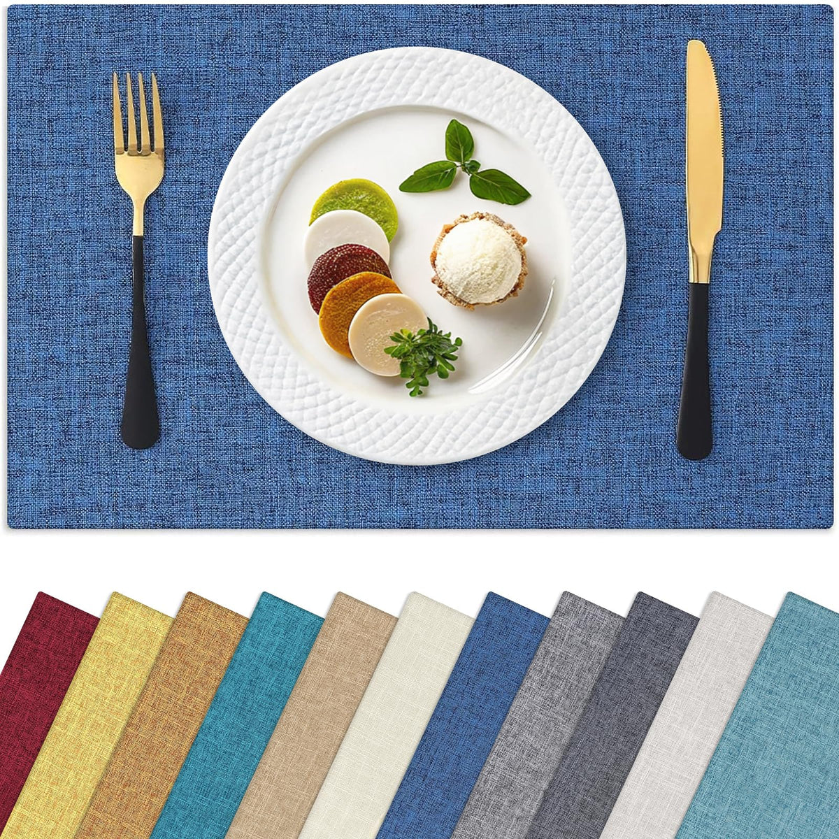 Homaxy Cloths Placemats for Dining Table Set of 6, 13" x 19", Flaxen