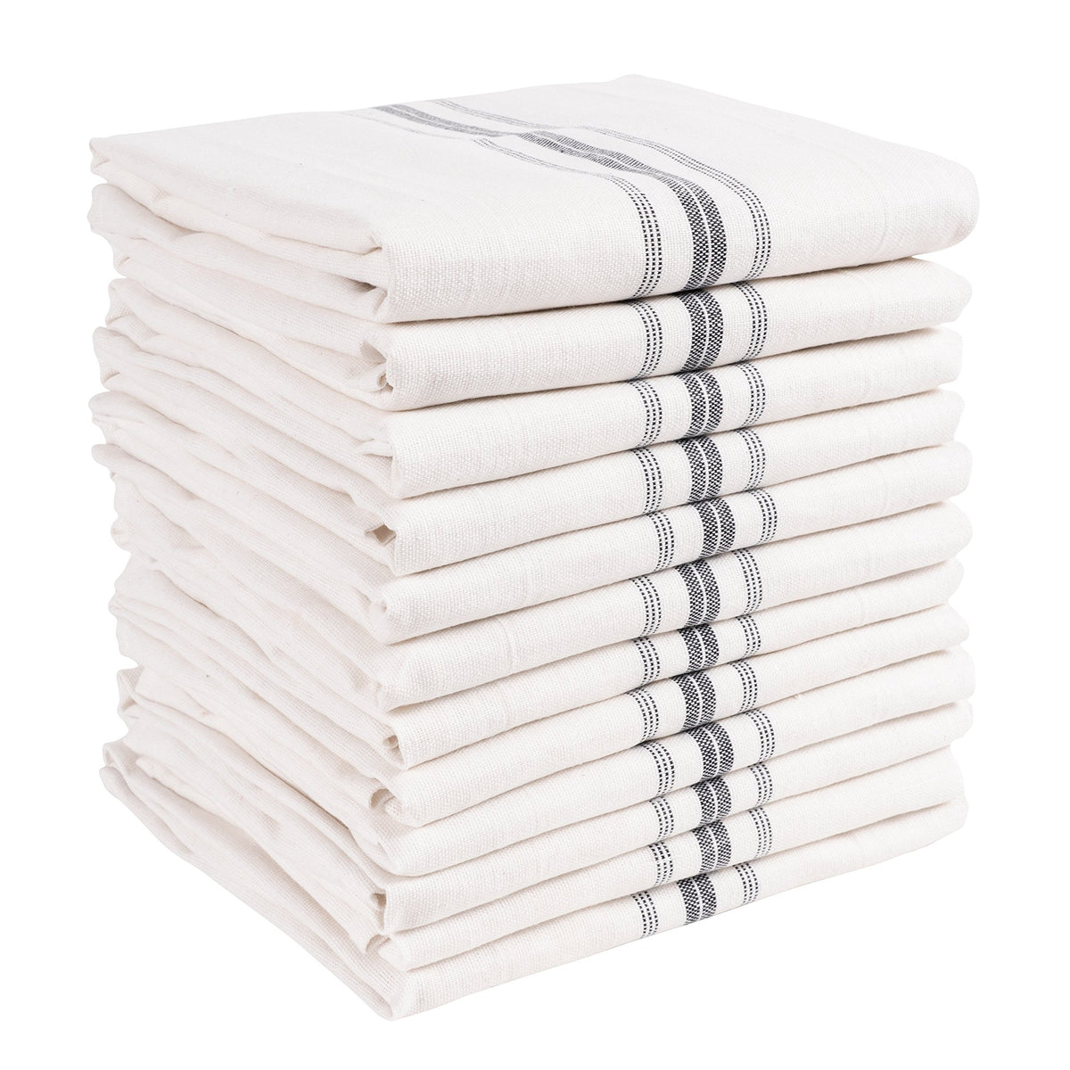 KAF Home Classic Farmhouse Stripe Kitchen Towels, Pure Cotton Dish Towels, Towel Dish Cloths for Cooking, Cleaning, and Dining, Set of 12, Blue