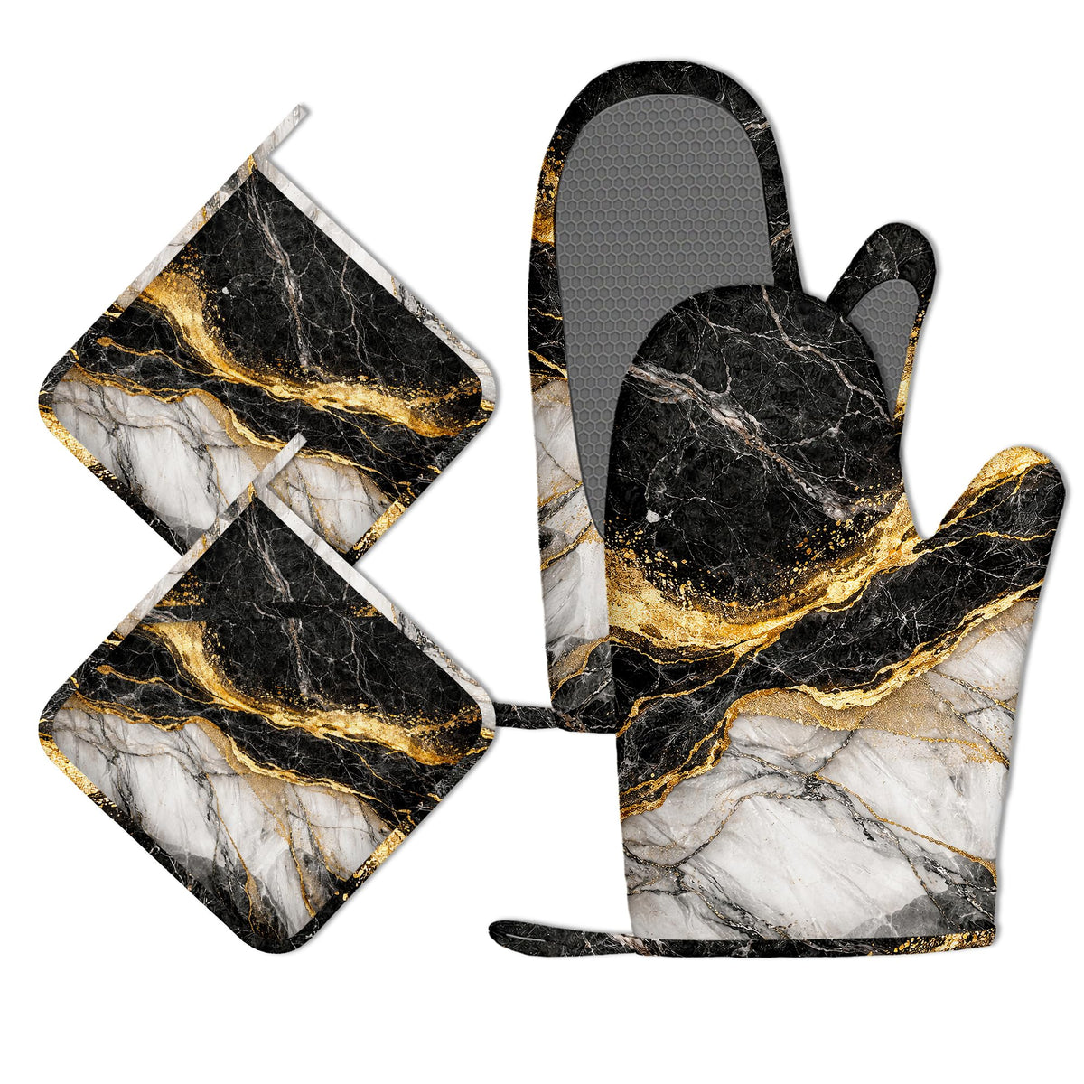 Funny Baker Black Cat Oven Mitts and Pot Holders Sets of 4 PCS, I’M Baked Too Oven Gloves Potholder for Kitchen Cooking Baking BBQ Heat Resistant