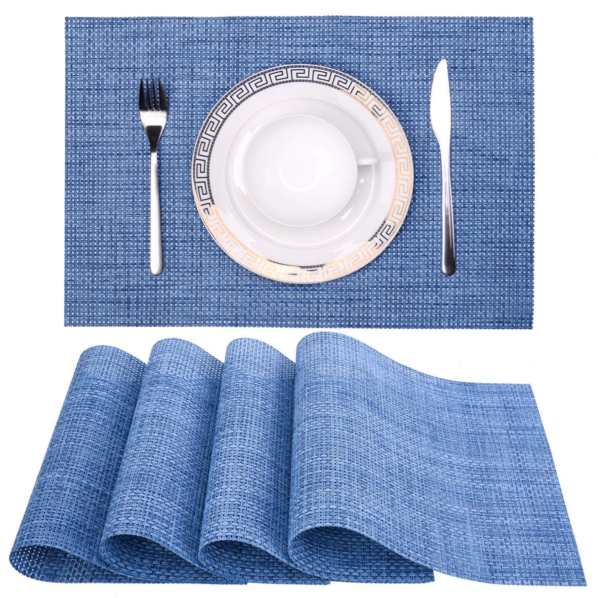 Zupro Pink Placemats Set of 4 Woven PVC 18"x12" for Indoor Outdoor Usage