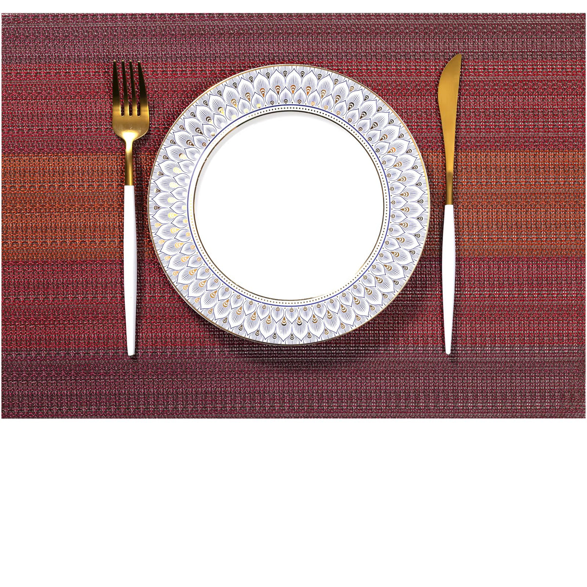 LEXMORE Placemats Set of 4 Vinyl/Plastic Woven Place Mats for Kitchen Table Indoor/Outdoor Washable Placemat Wipeable Dining Table Mats(Navy Blue)