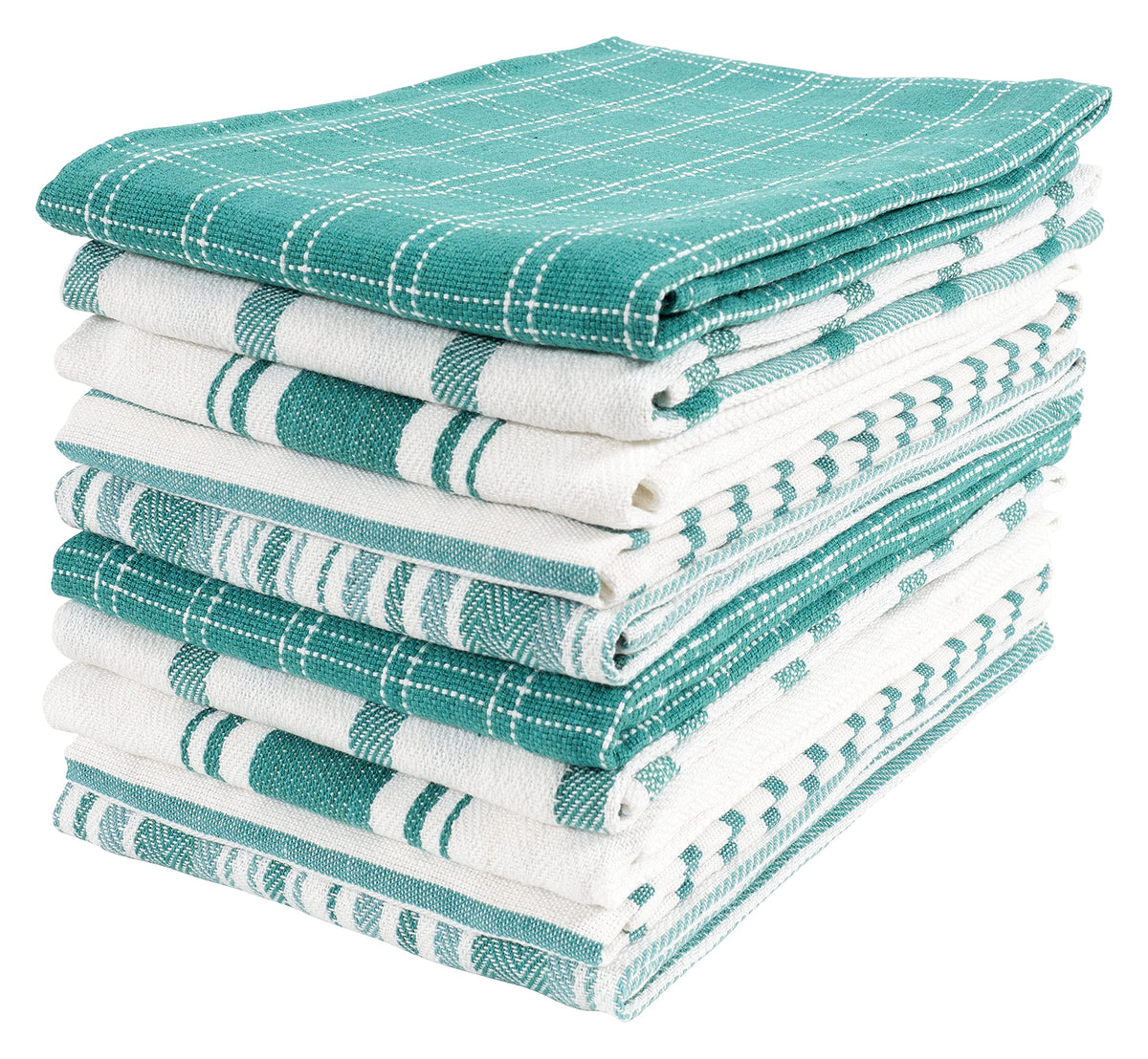 KAF Home Assorted Flat Kitchen Towels - Set of 10, 18 x 28 Inch (Navy)