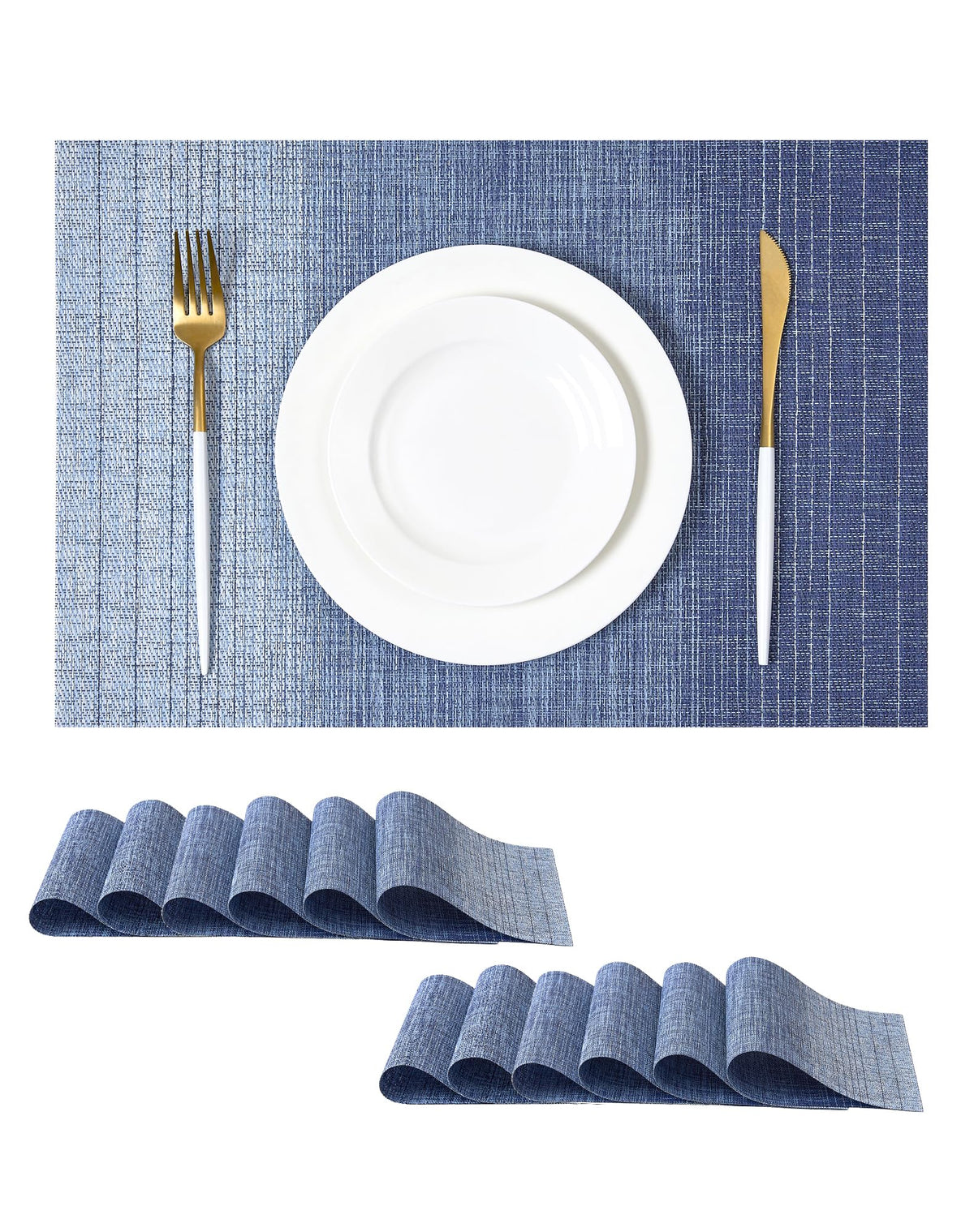 Beige White Placemats Set of 4 - Heat Resistant Non-Slip Place mats for Dining Table, Washable Durable PVC Vinyl Woven Table Mats(Beige White, 4)