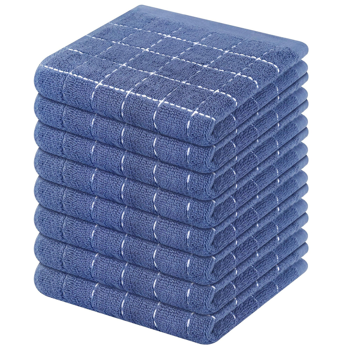 Mordimy Cotton Terry Checkered Kitchen Towels, 16"x 26", 4 Pack, Tan