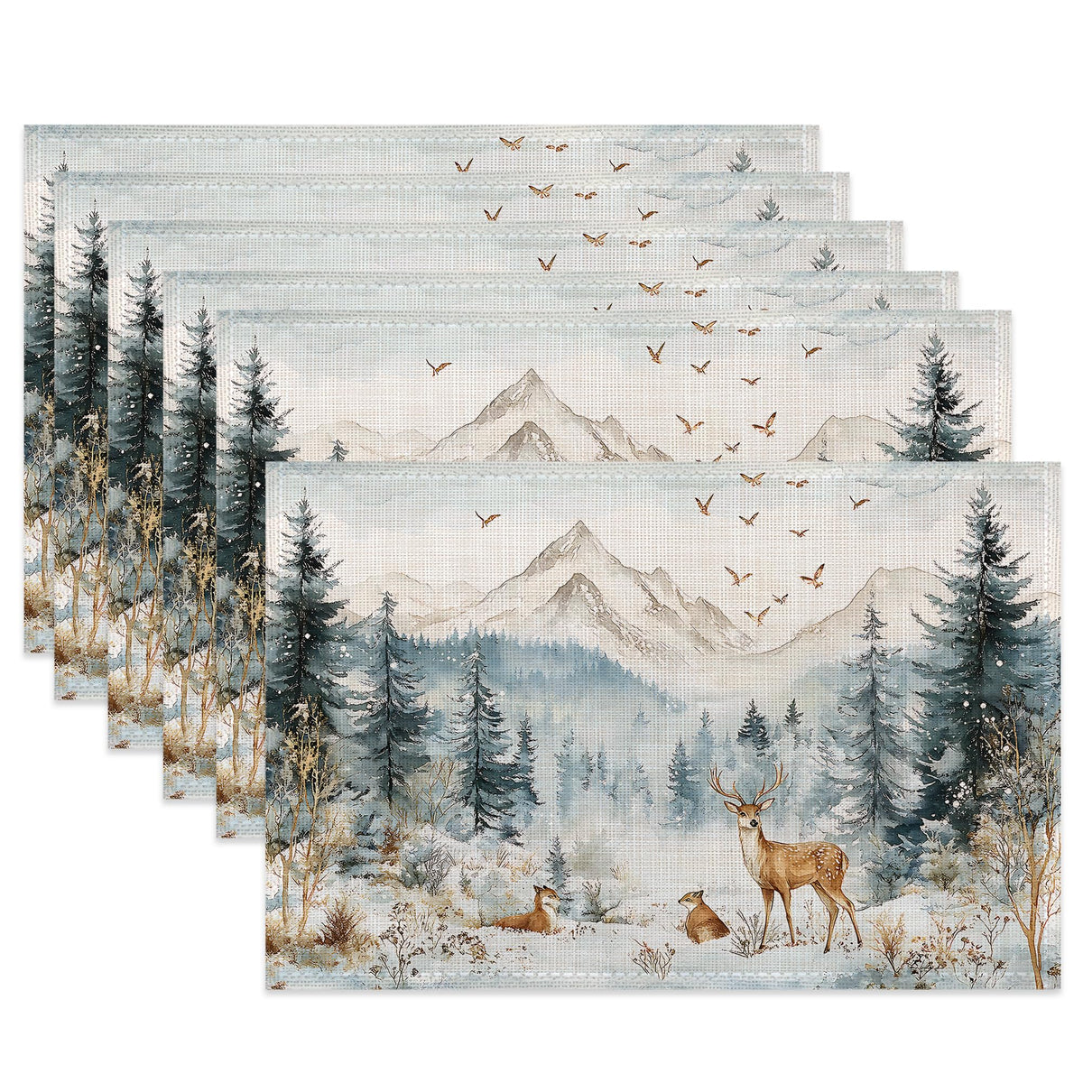 Lemon Branches Fabric Placemats,Vintage Rustic Country Table Placemats Set of 6 Cloth Place Mats, Washable Heat-Resistant Table Mats for Home Kitchen Dining Room Decoration 11.8x17.7 Inch