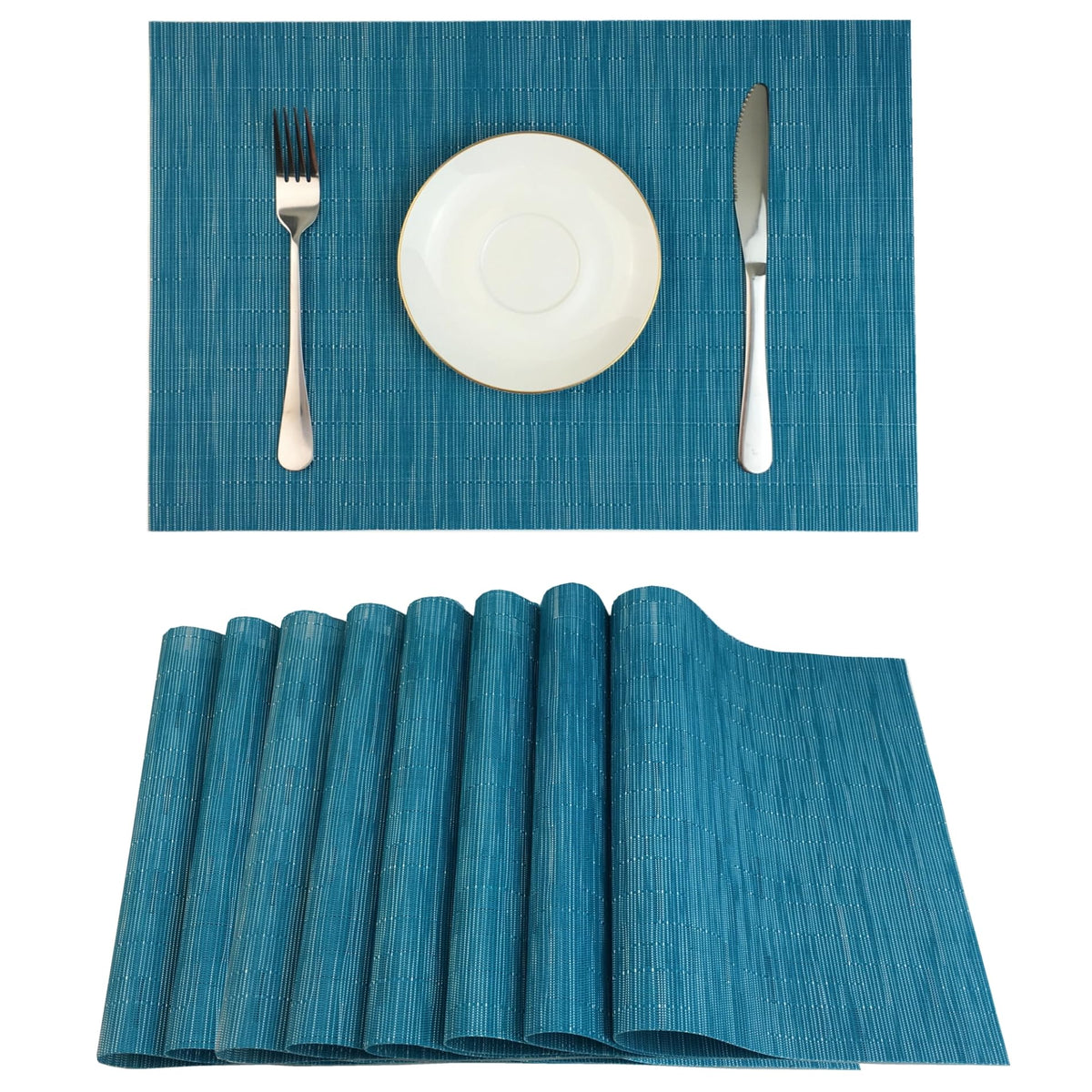 WAZAIGUR Placemats Set of 6 for Dining Table, 17.7" x 11.8", Orange