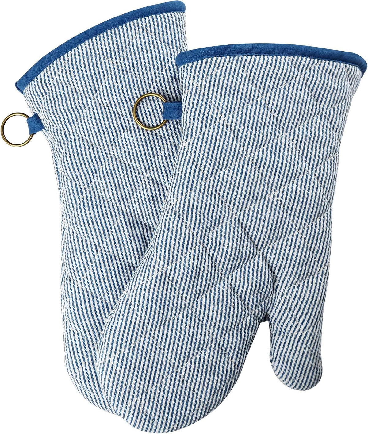 Yarn Dyed Oven Mitts 1 Pair， 100% Cotton Heat Resistant 470 Degree