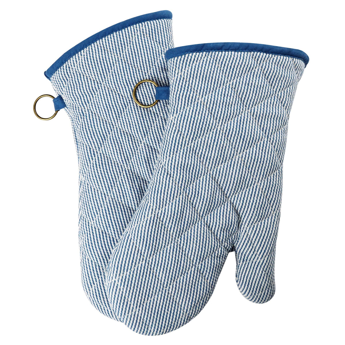 Yarn Dyed Oven Mitts 1 Pair， 100% Cotton Heat Resistant 470 Degree