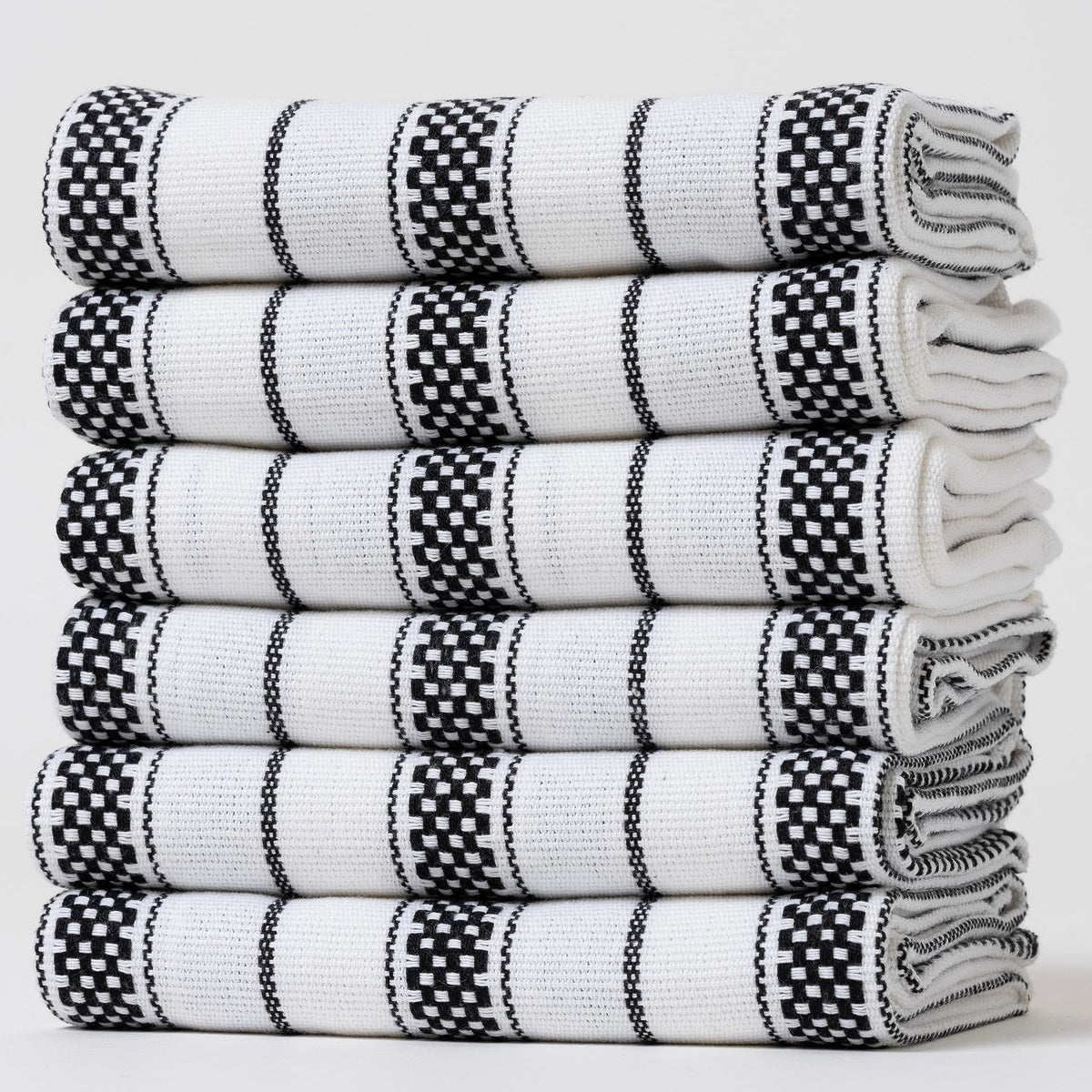 Kitchen Towels Set – Pack of 6 (20’’ x 30’’) Extra Large Premium Cotton Dish Towels for Kitchen – Chain Stripe Towels – Absorbent – 100% Cotton – with Hanging Loop – Beige