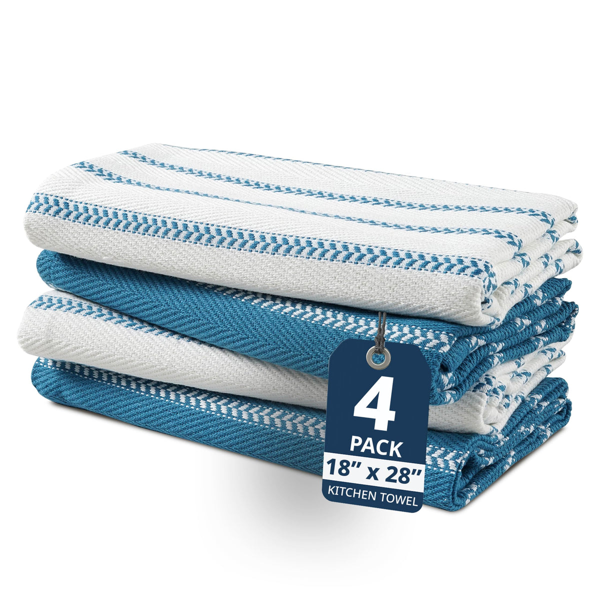 LANE LINEN 100% Cotton Kitchen Dish Cloths, Ultra Soft Absorbent Quick Drying Dish Towels, Multiweave Wash Cloths Dish Towel Sets, 13x28 Inches, 4 Pack - Grey