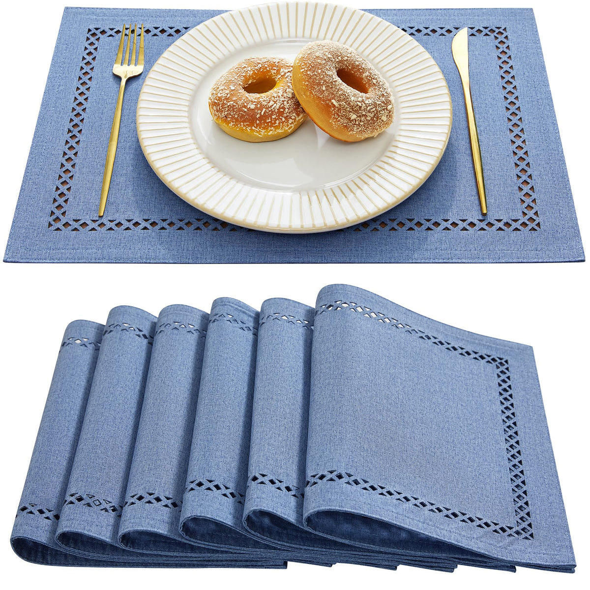 Orange Burlap Place Mats, Fall Placemats Set of 4, 12 x 18 Inch