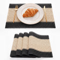 Artoid Mode Light Green Paper Woven Stripe Placemats Set of 4-12x18 Inch