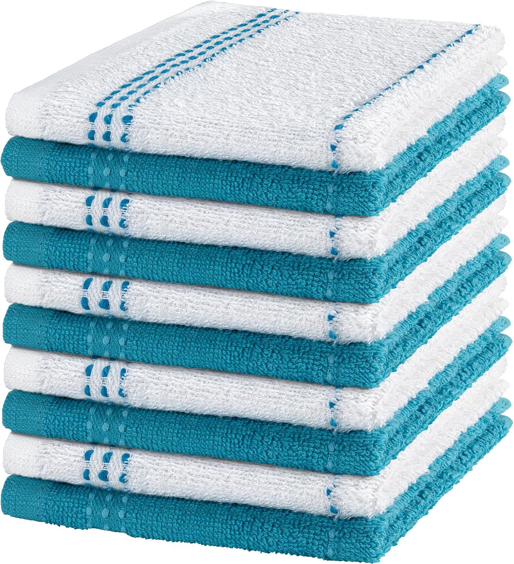 DecorRack 100% Cotton Kitchen Towels 12x12 in, Gray Set (Pack of 10)