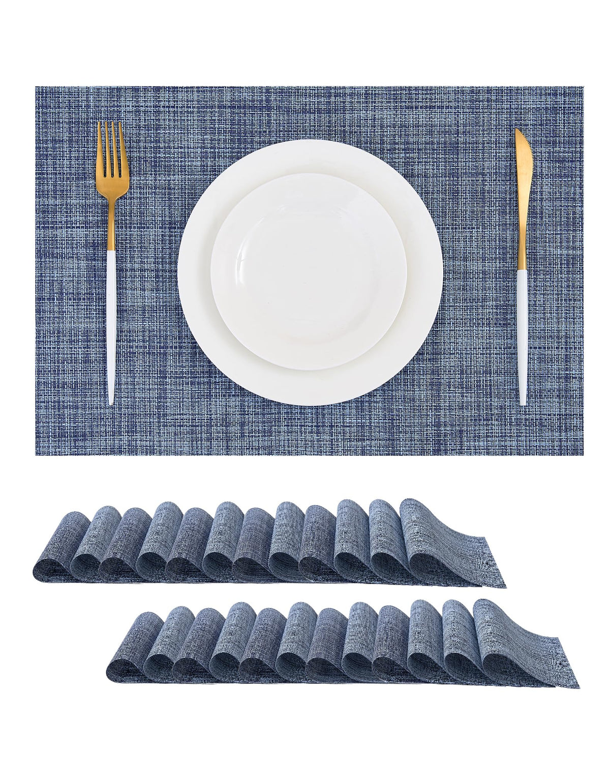 Beige White Placemats Set of 4 - Heat Resistant Non-Slip Place mats for Dining Table, Washable Durable PVC Vinyl Woven Table Mats(Beige White, 4)