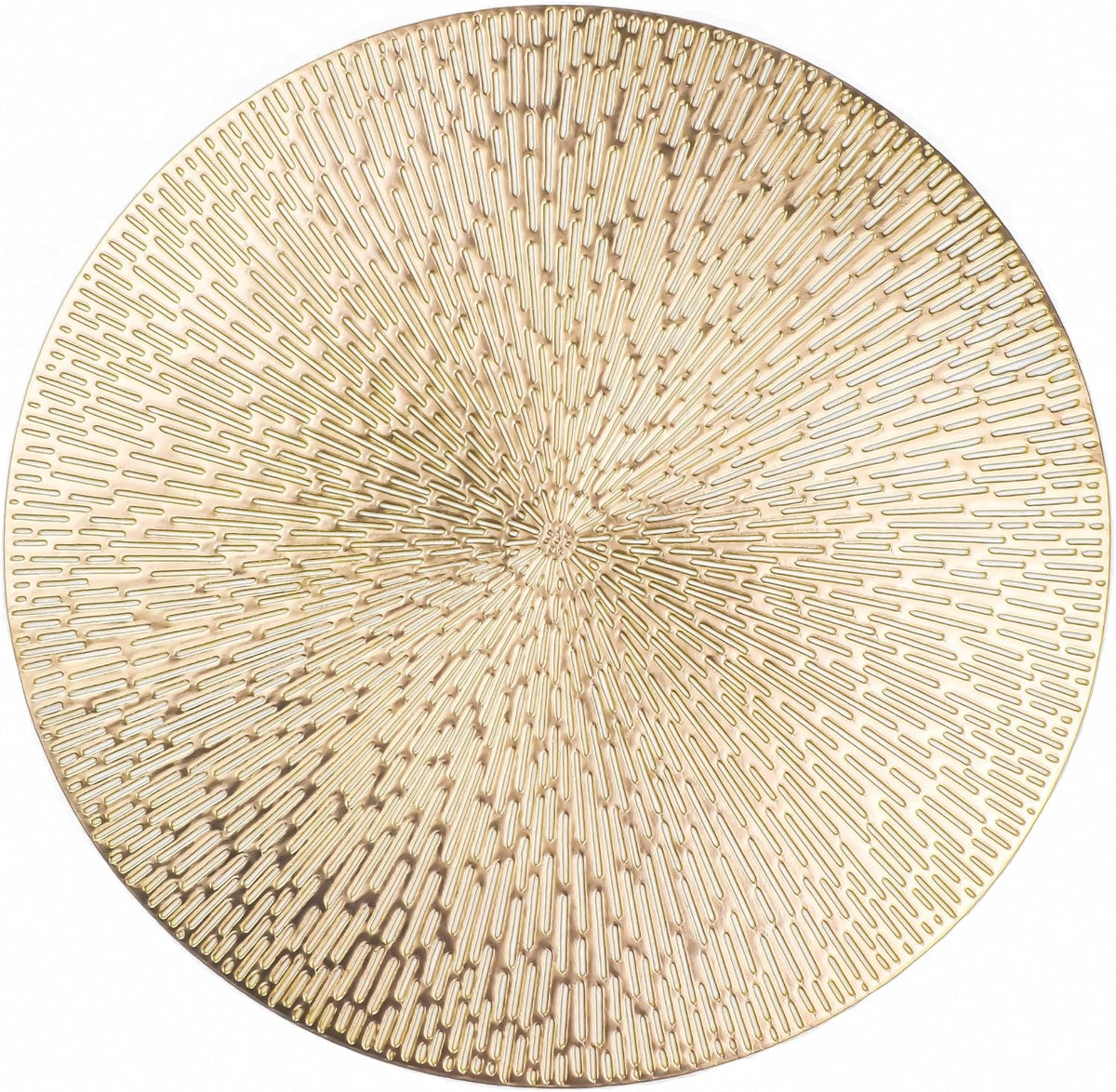 Snowkingdom Gold Placemats Round Set of 8, Gold Metallic Hollow Vinyl 15 Inch Round Placemat, Washable Wipeable Easy Clean Non Slip Stain Kitchen Dining Table Place Mats for Wedding Party Decoration