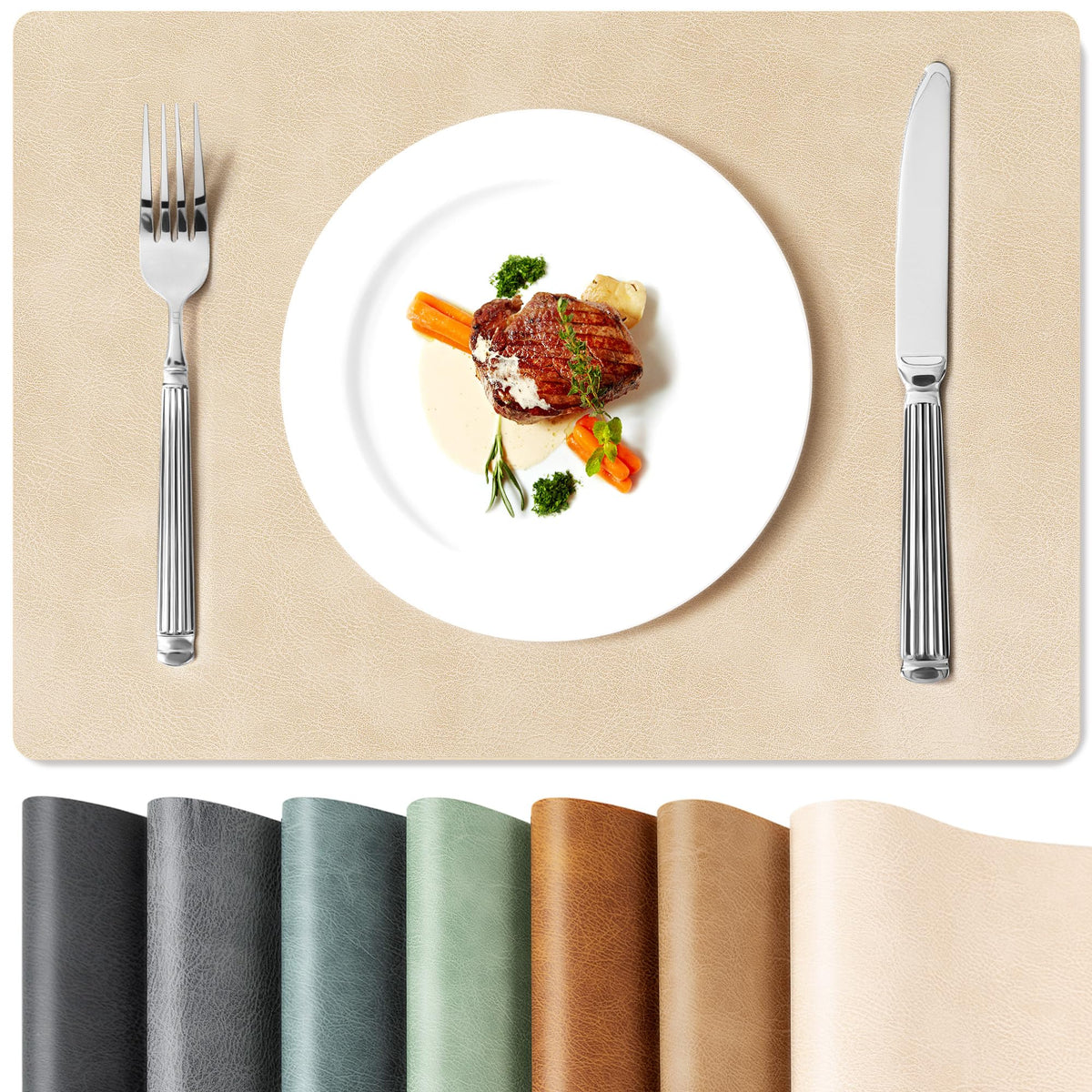 Roxifina Faux Leather Placemats Set of 6, Vinyl Placemats Heat Resistant