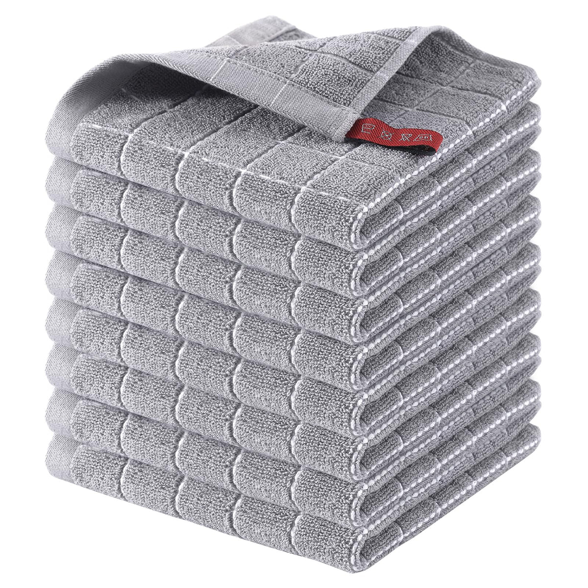 Homaxy 100% Cotton Terry Kitchen Towels, 4 Pack, Black