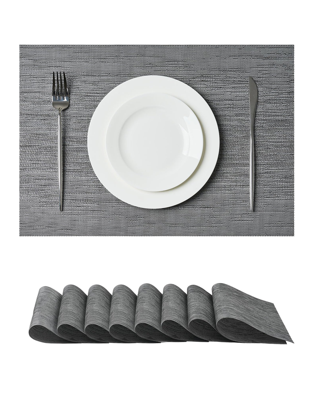 Beige White Placemats Set of 4 - Heat Resistant Non-Slip Place mats for Dining Table, Washable Durable PVC Vinyl Woven Table Mats(Beige White, 4)