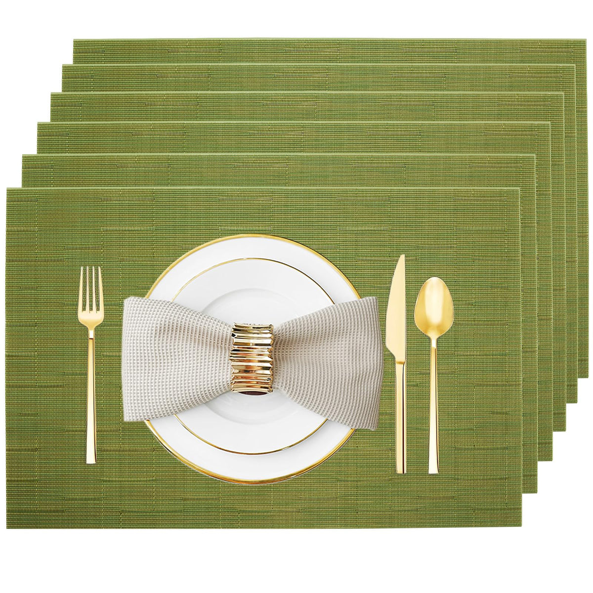 Silver Grey Vinyl Placemats Set of 6, Heat Resistant Table Placemats