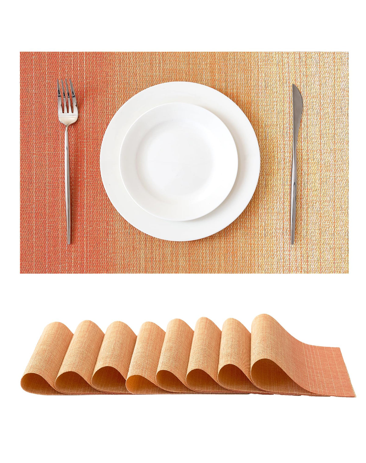 Beige White Placemats Set of 4 - Heat Resistant Non-Slip Place mats for Dining Table, Washable Durable PVC Vinyl Woven Table Mats(Beige White, 4)